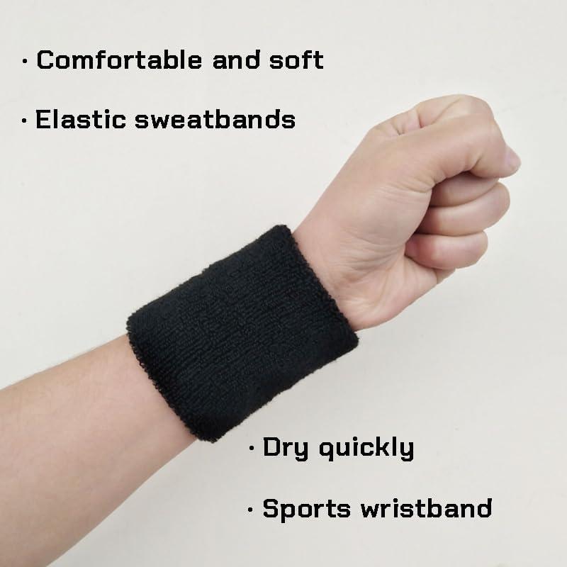 8 Muñequera Deportiva Naturahand Algodón Elástico Negro Blanco