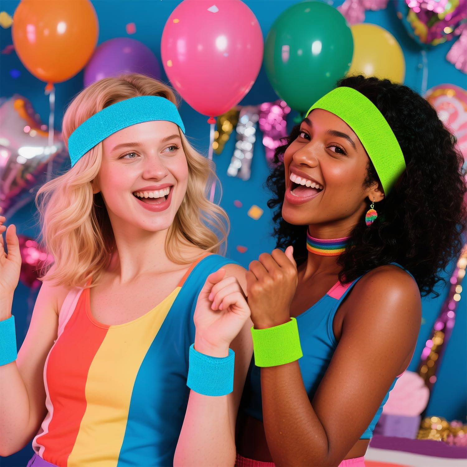 Set de Muñequera y Diademas Neón LoayBhok - 12 Piezas