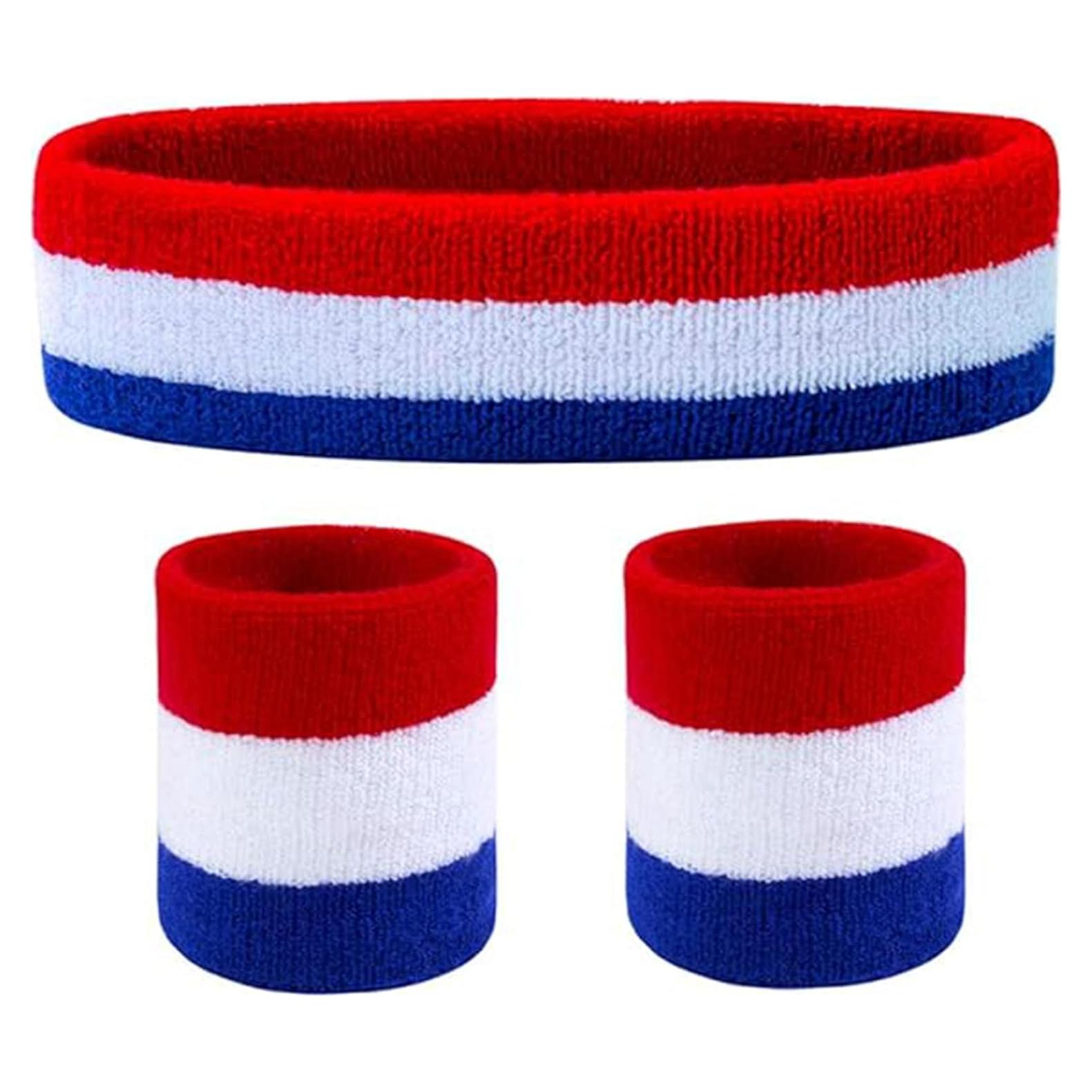 Conjunto Diadema y Muñequera Favofit Rojo/Blanco/Azul