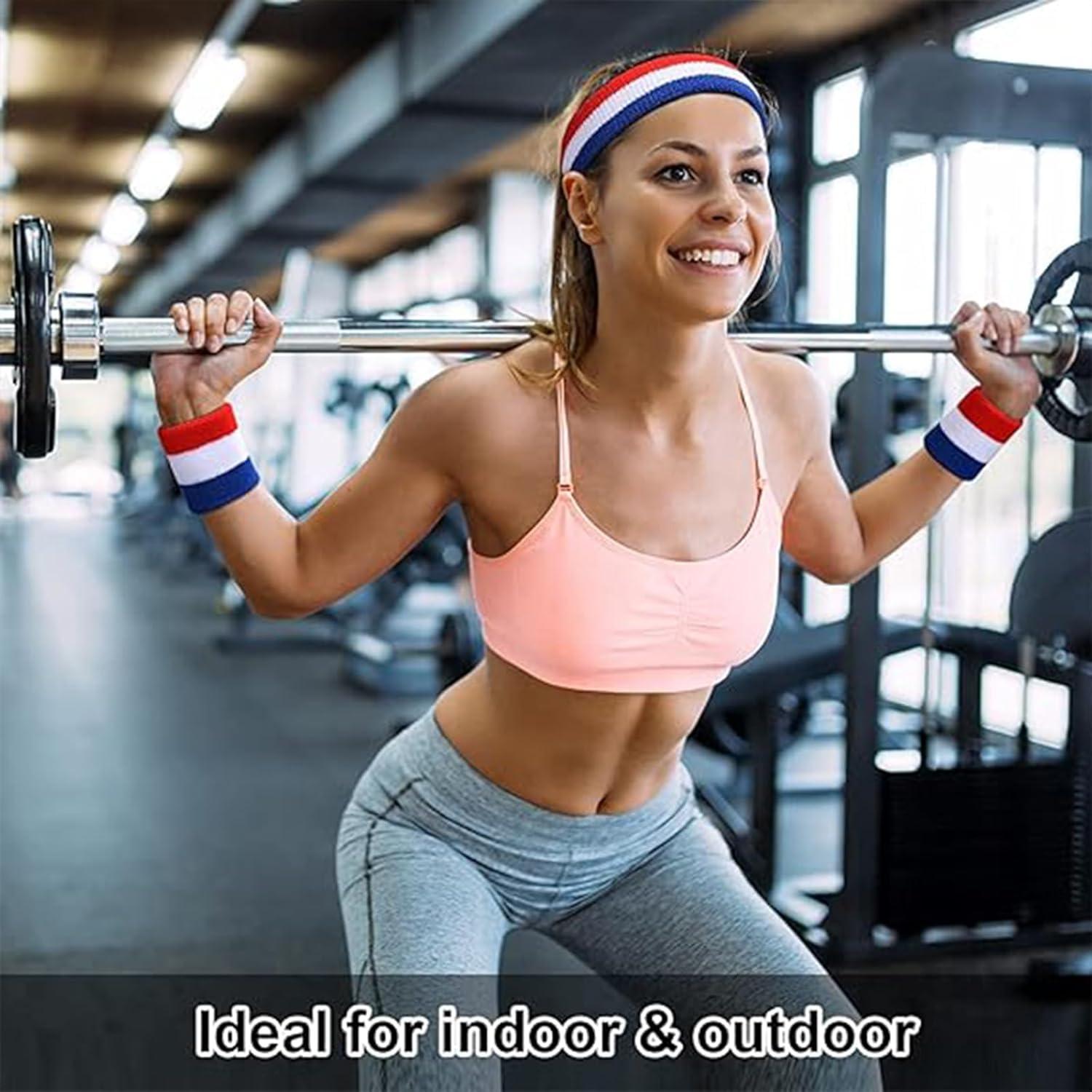 Conjunto Diadema y Muñequera Favofit Rojo/Blanco/Azul