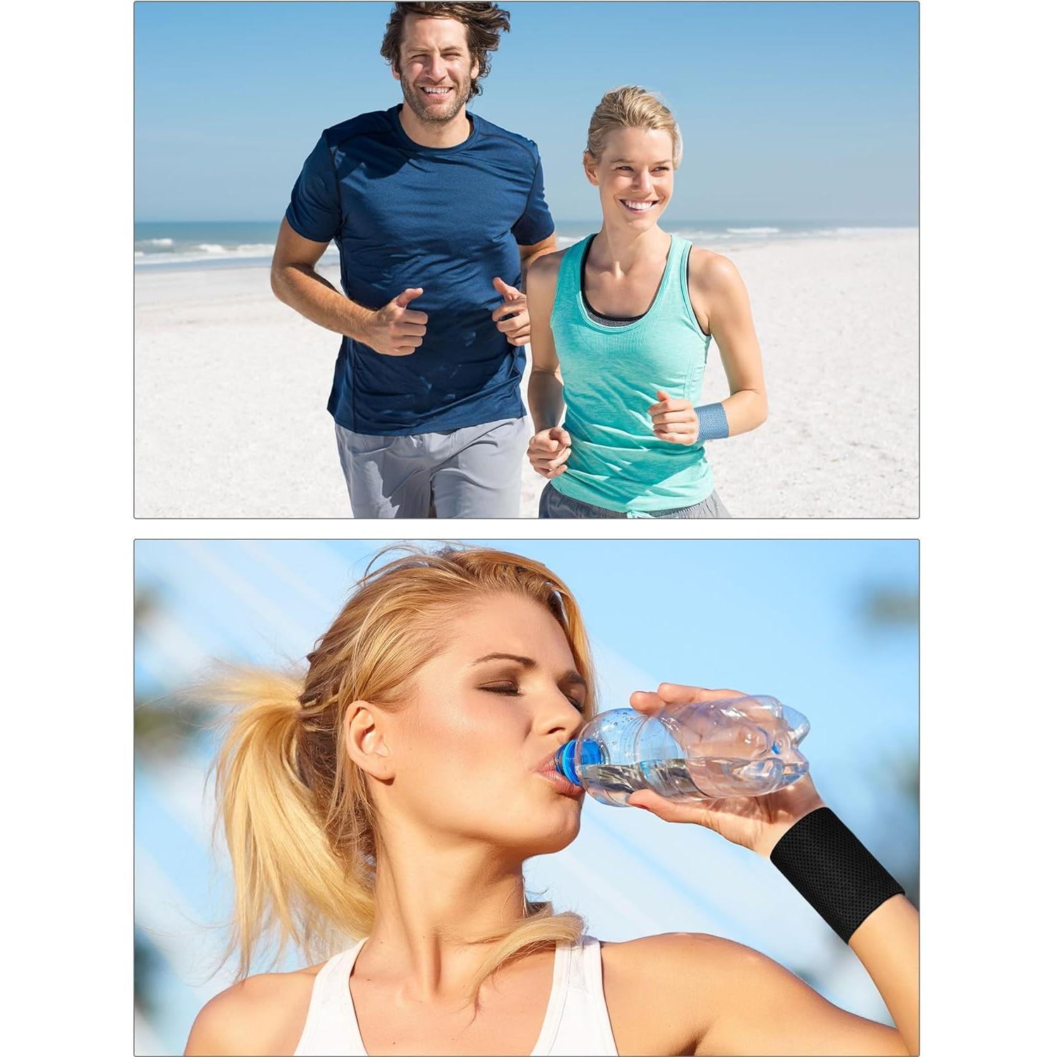 3 Pares Muñequera de Enfriamiento Gj para Mujeres - Azul y Negro