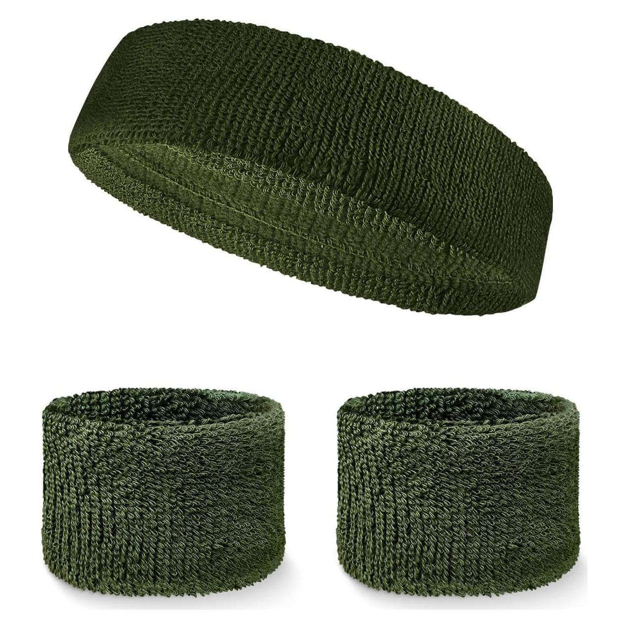 Conjunto Banda Cabeza y Muñequera Couver Verde Militar
