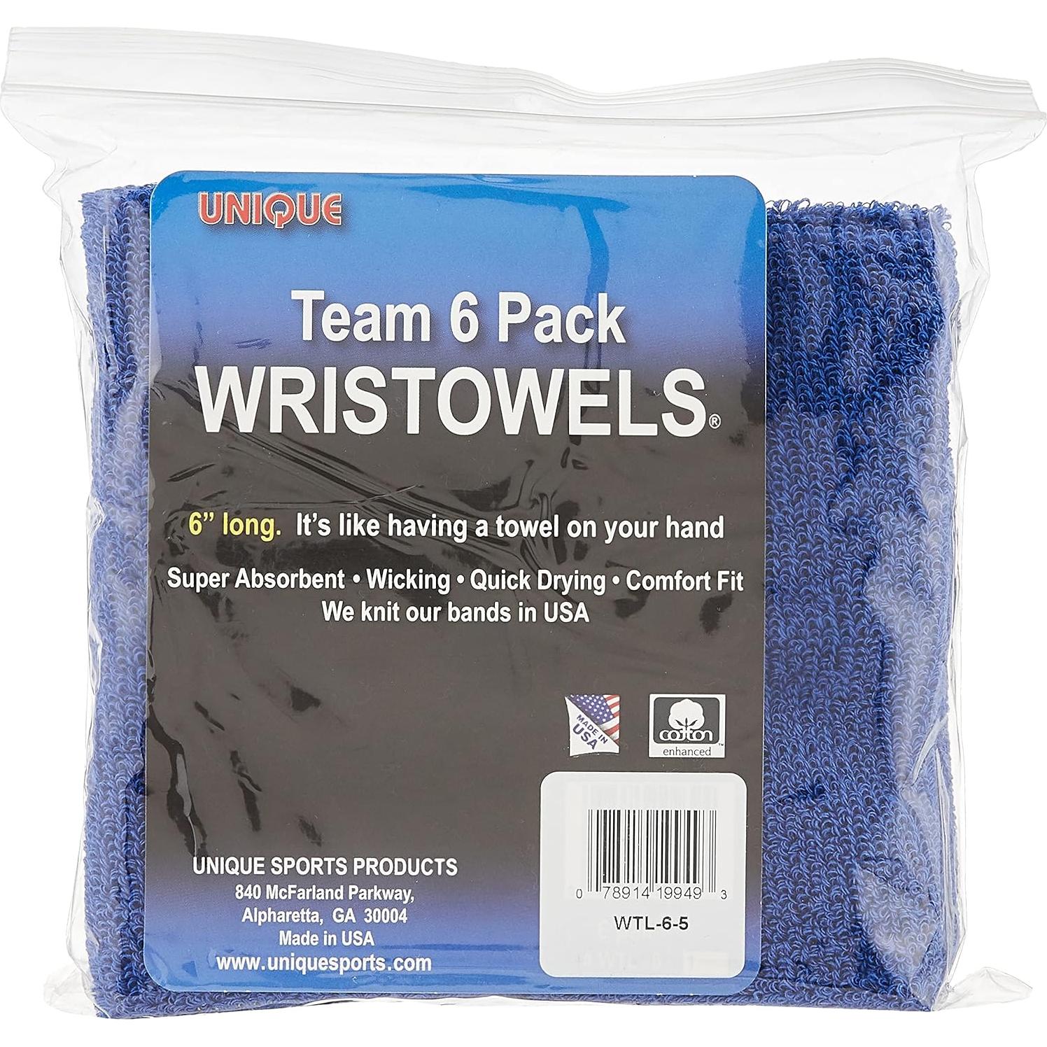 Toalla de Muñeca de Deporte Única 15.24 cm Azul (Paquete de 6)