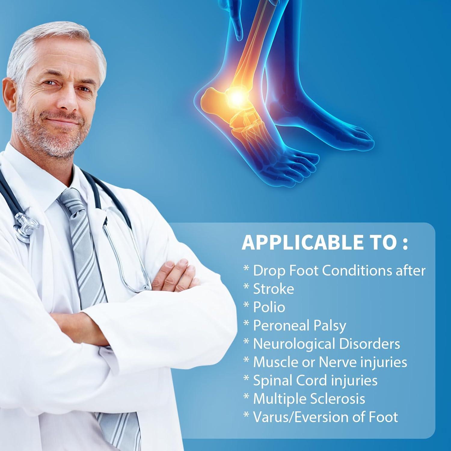 Soporte de Tobillo Tenbon Férula Pie Caído Ajustable Negro