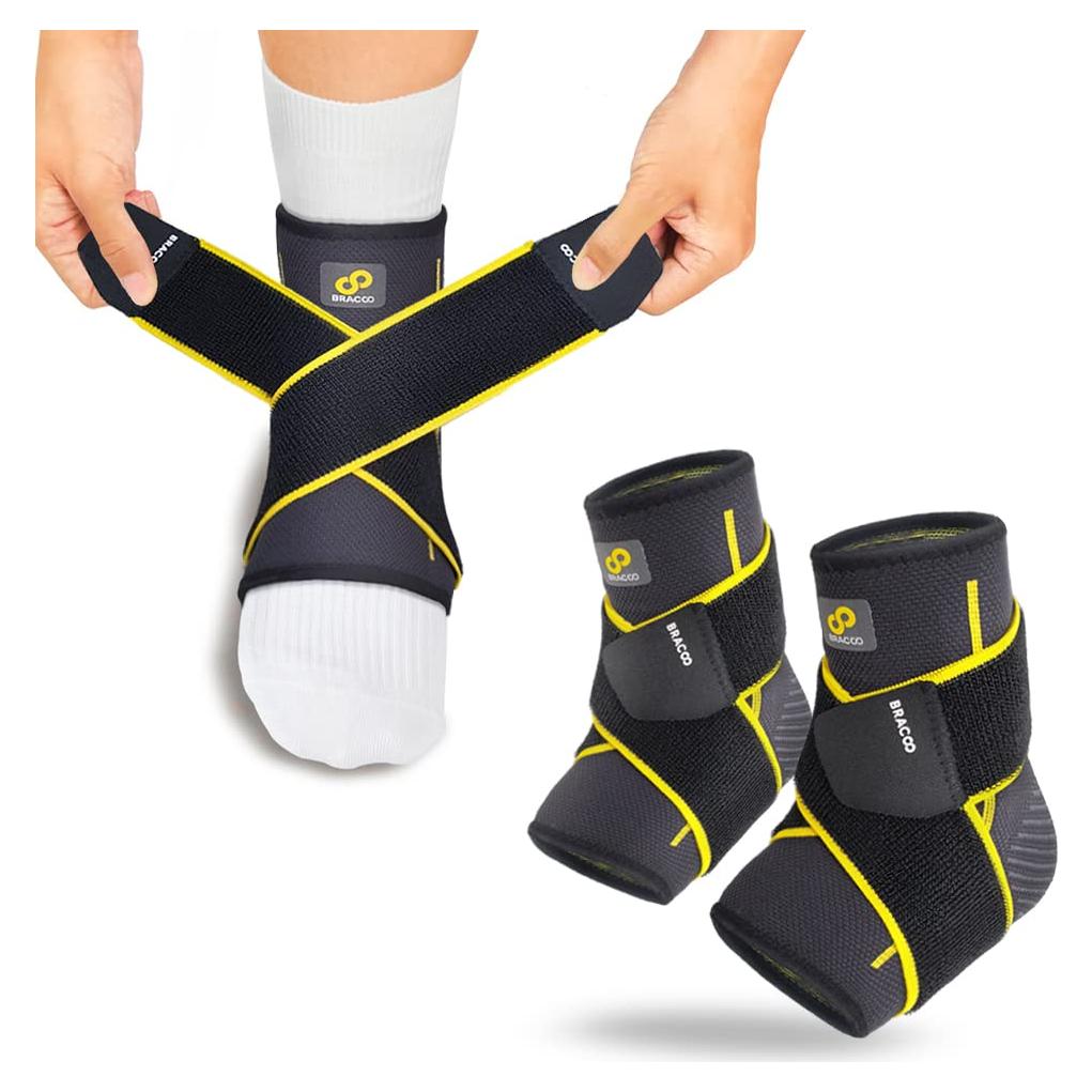 Bracoo Faja de Compresión para Tobillo FS60 Unisex Negro L/XL