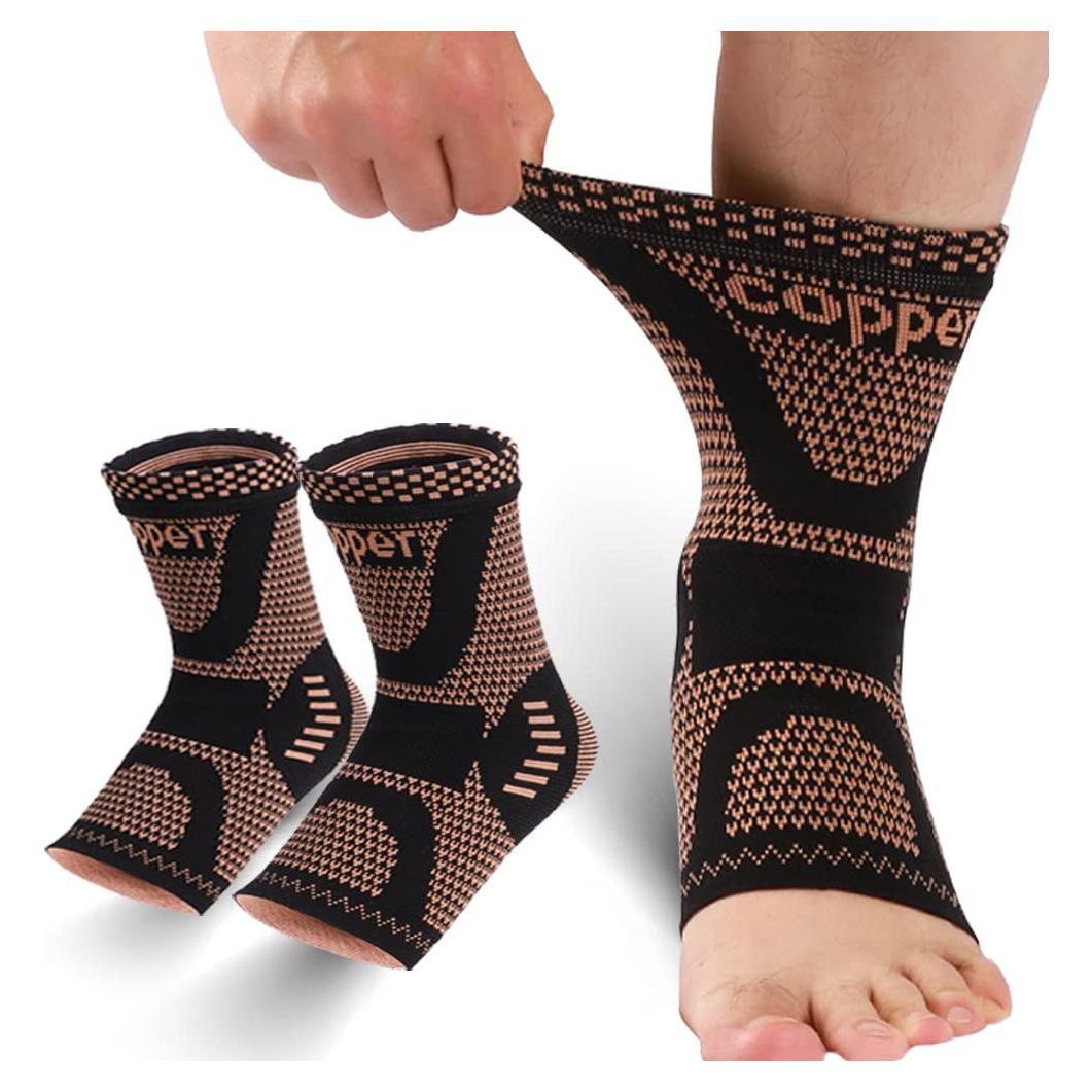 Faja de Tobillo de Cobre Lonsiton Mediana Amarillo-Negro