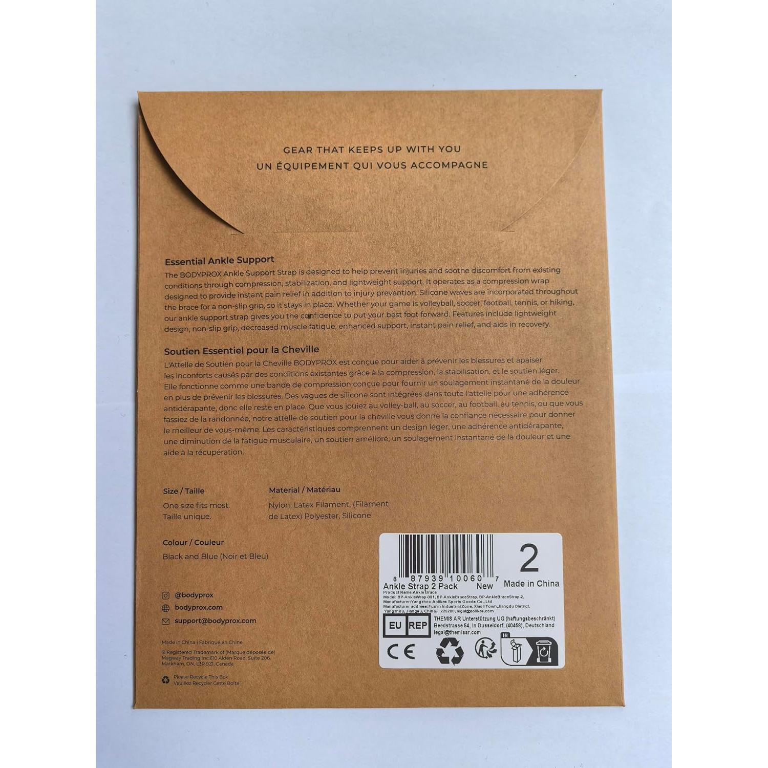 Faja de Soporte para Tobillo Bodyprox - 2 Paquetes, Ajustable