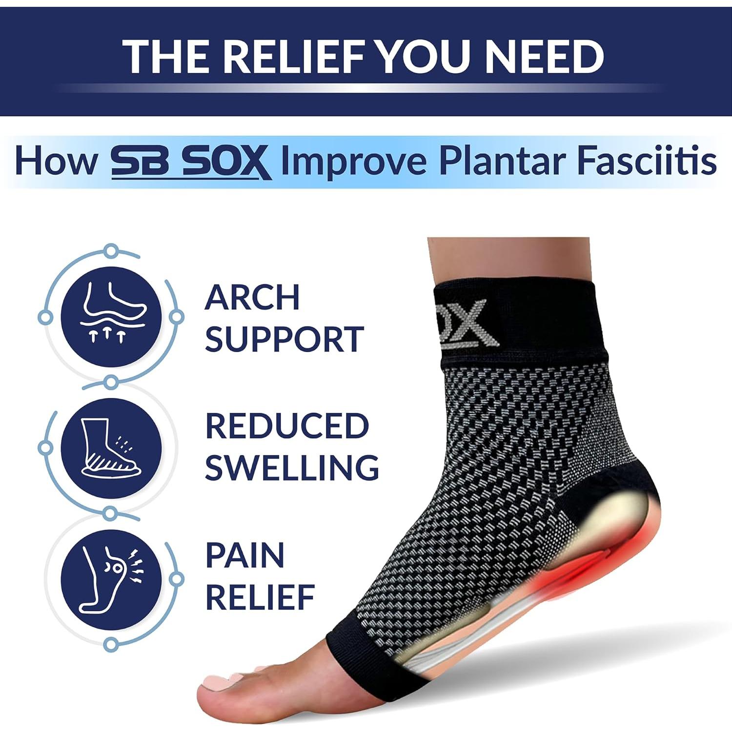 Calcetines de Compresión SB SOX para Fascitis Plantar - Negro Mediano