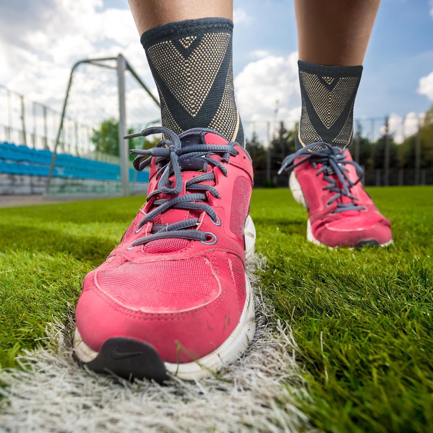 Fajas de Compresión para Tobillo CYCLXY - 2 Pares, Negro/Cobre