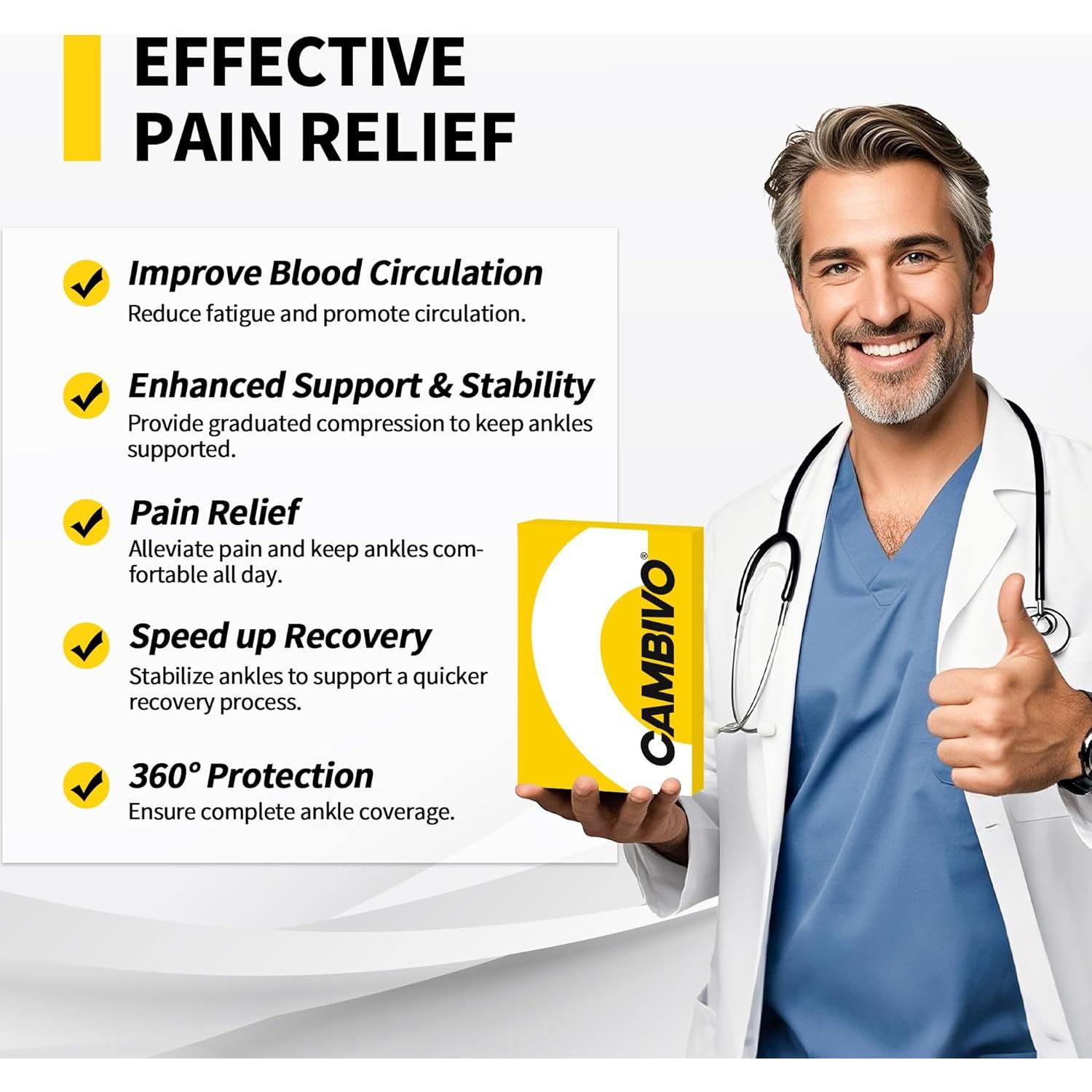 Soportes para Tobillo CAMBIVO - Compresión Moderada - Negro