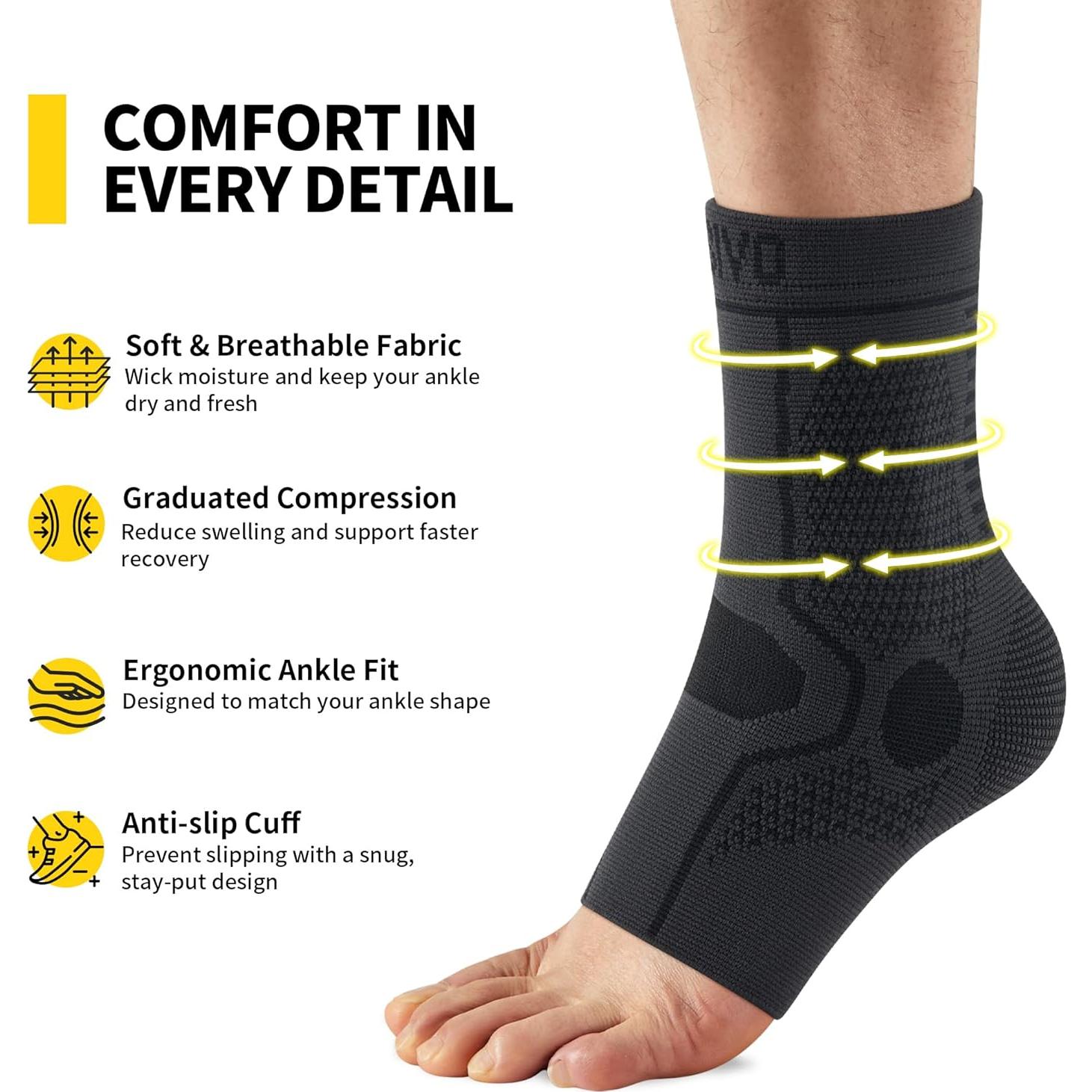 Soportes para Tobillo CAMBIVO - Compresión Moderada - Negro