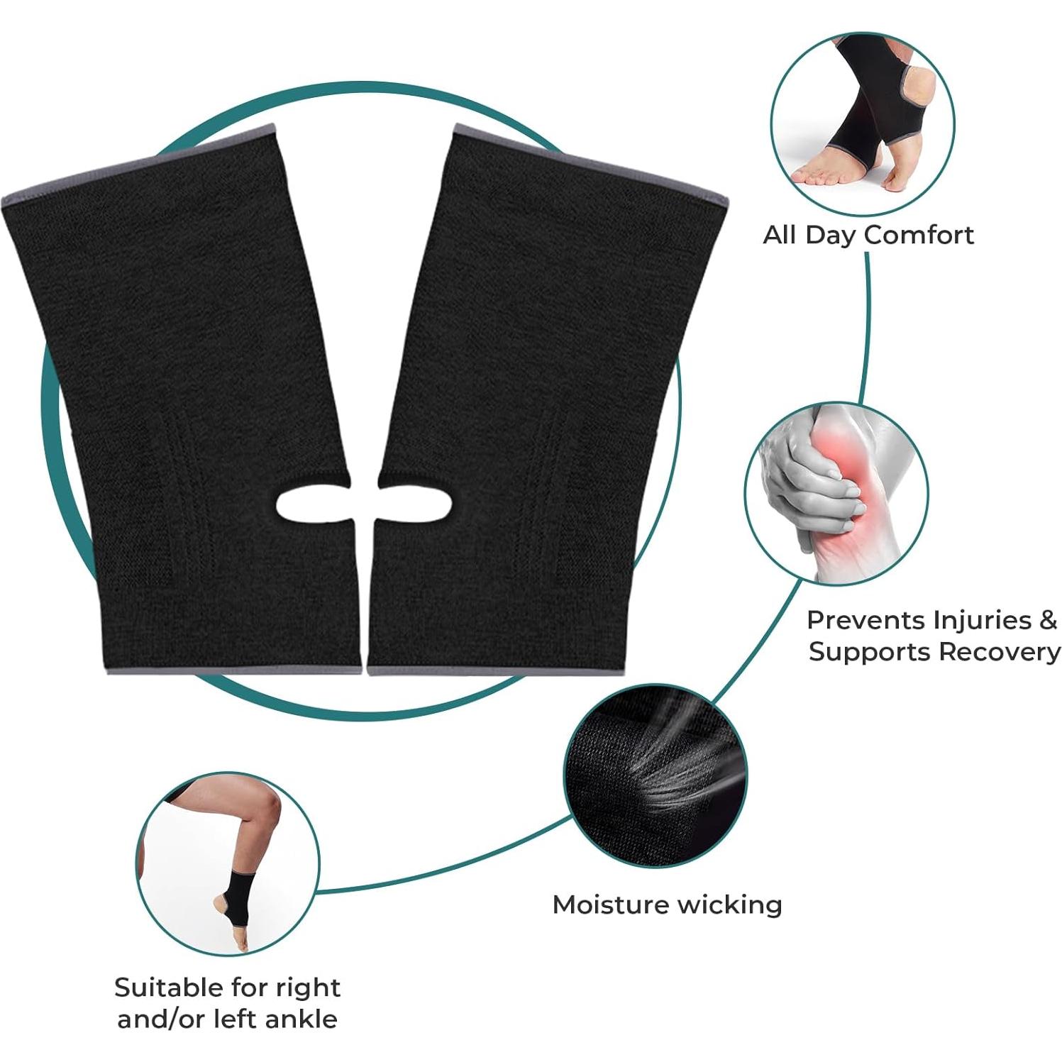 Manga de Soporte para Tobillo NeoTech Care - Compresión Media - Talla L - Color Negro