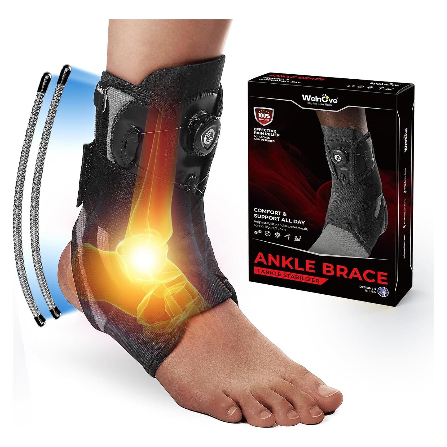 Faja para Tobillo Welnove Soporte Metálico Mediana Negra