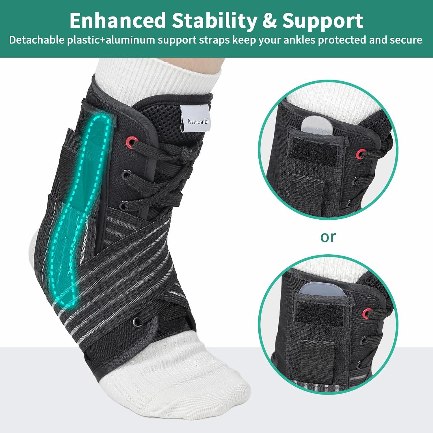 Soporte para Tobillo Ajustable Auroaibi Negro para Lesiones