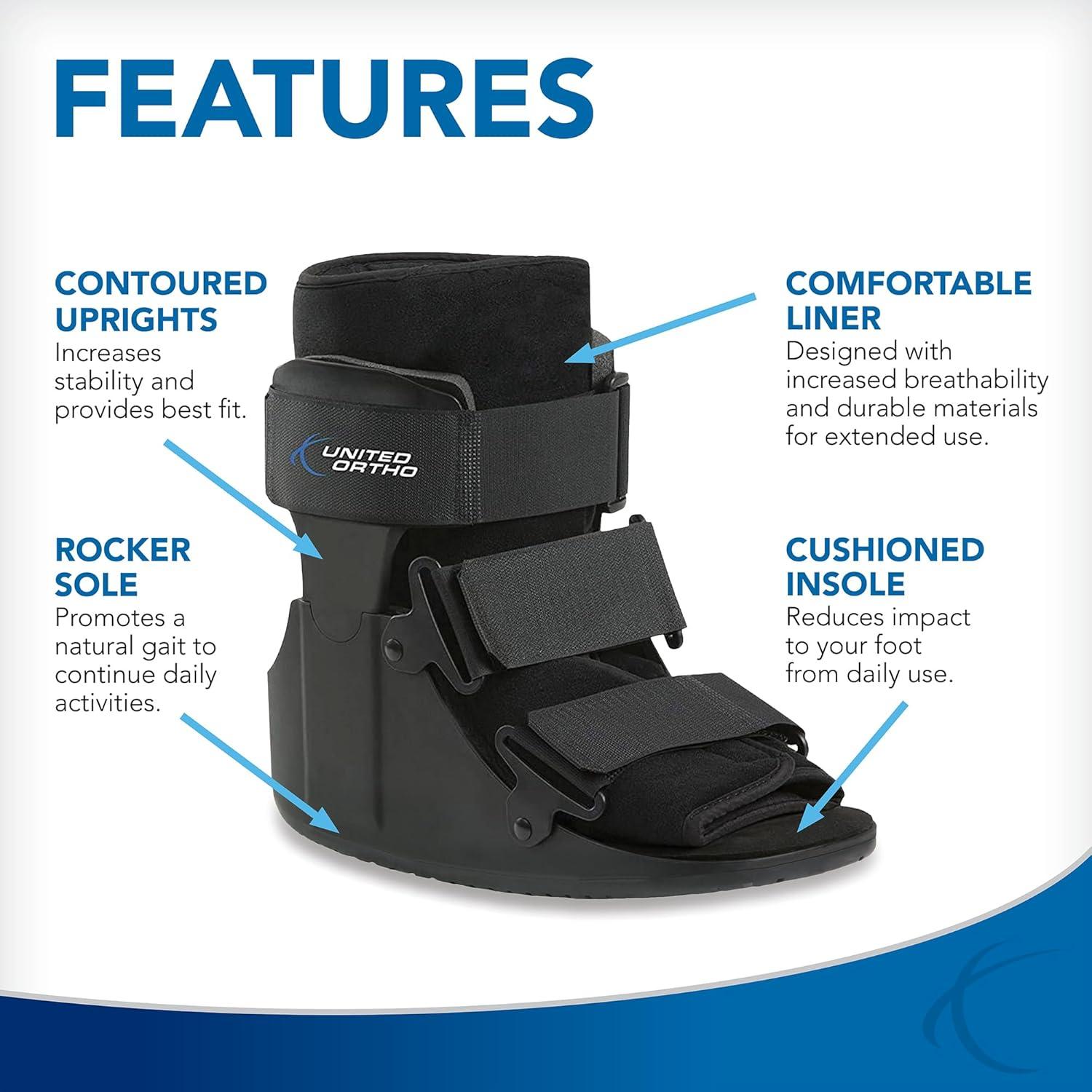 Botín de Fractura Corto Cam Walker United Ortho Pequeño Negro