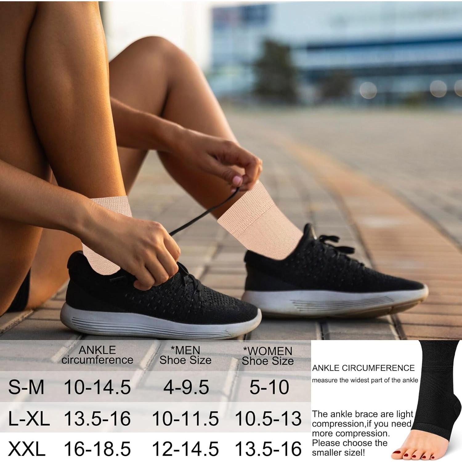 Mangas de Compresión para Tobillo Beige L/XL - Alivio Fascitis Plantar