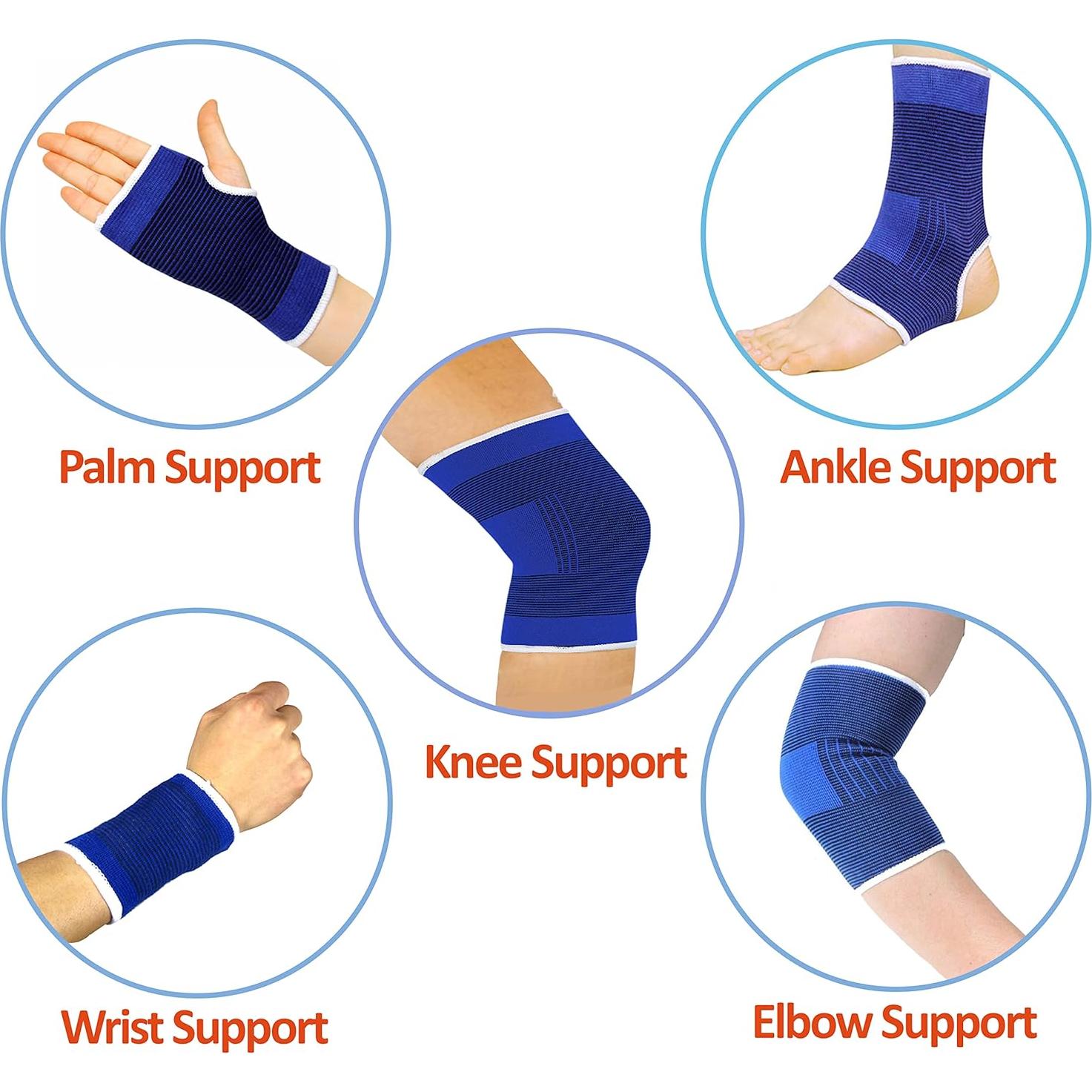 Juego de 5 Soportes de Compresión BNYD para Rodilla, Codo, Muñeca, Palma y Tobillo