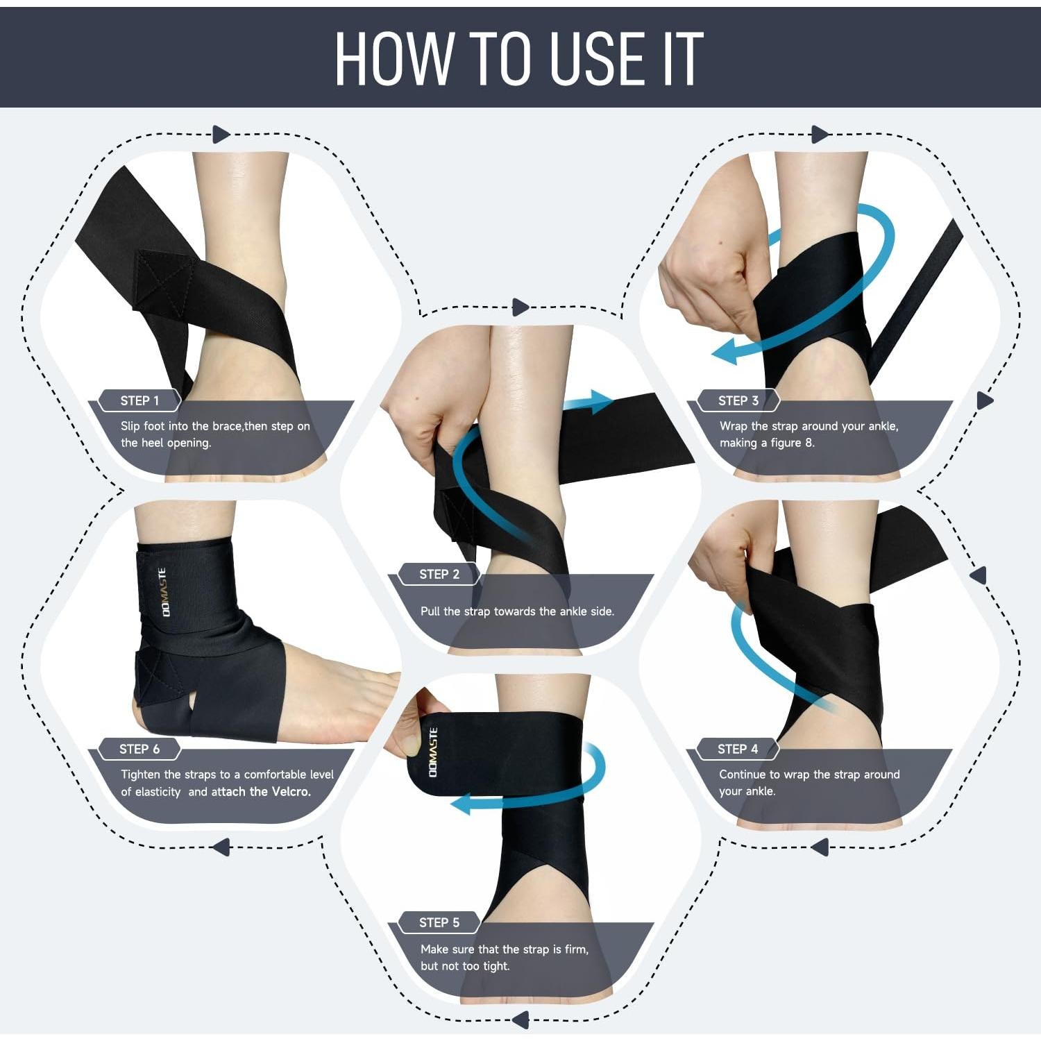 Faja Soporte para Tobillo Domaste Violeta Ajustable 1 Unidad