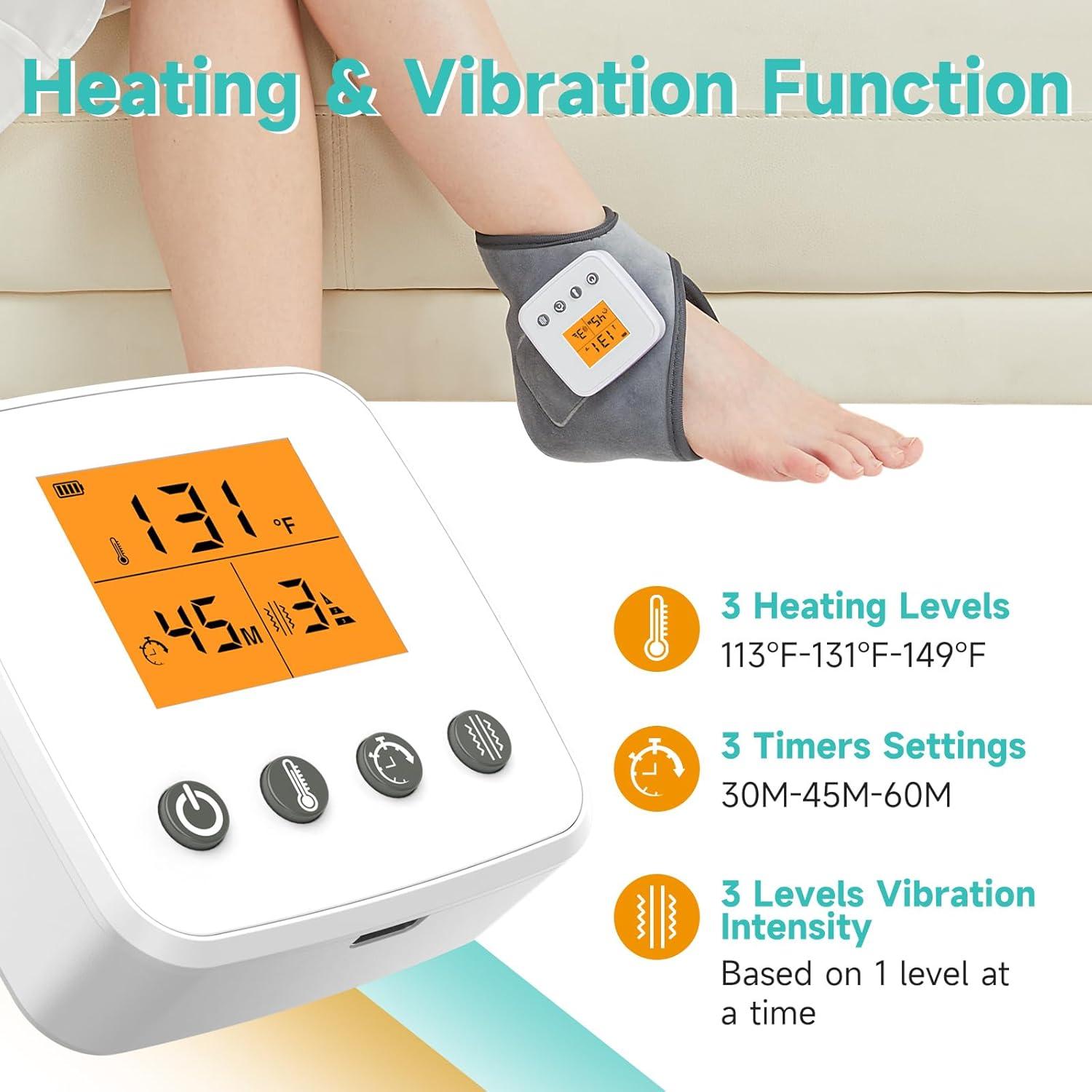 Masajeador de Tobillo Inalámbrico AOBOCO con Calor 3000mAh