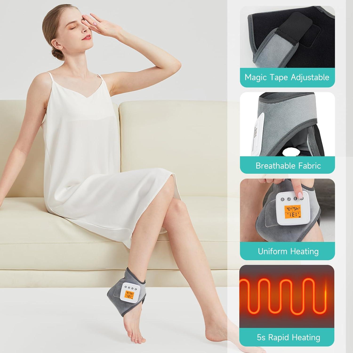 Masajeador de Tobillo Inalámbrico AOBOCO con Calor 3000mAh