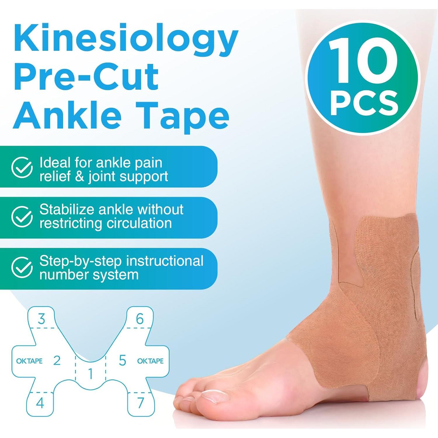 Cinta Kinesiológica para Tobillo CINTA OK Beige 10 Pcs