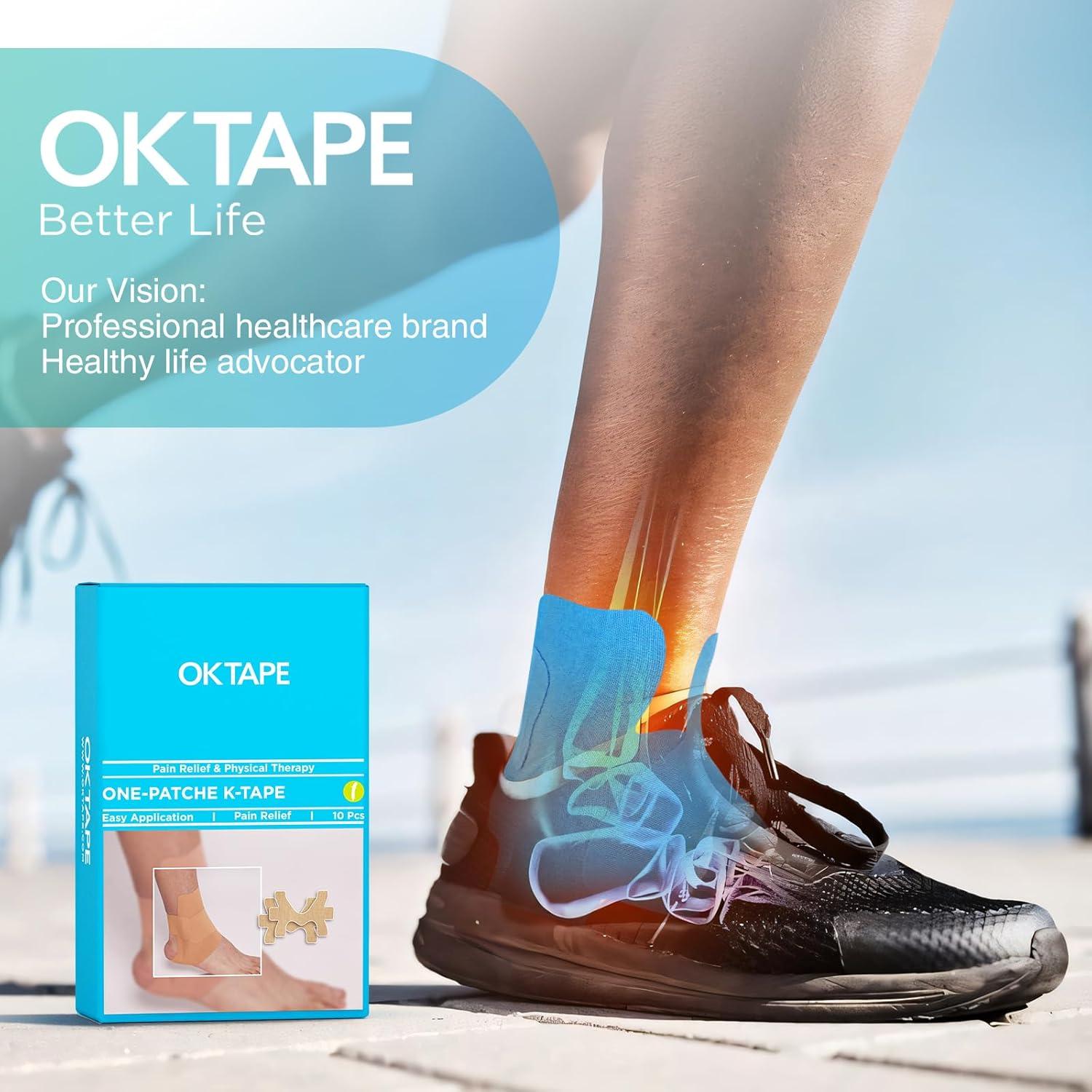 Cinta Kinesiológica para Tobillo CINTA OK Beige 10 Pcs