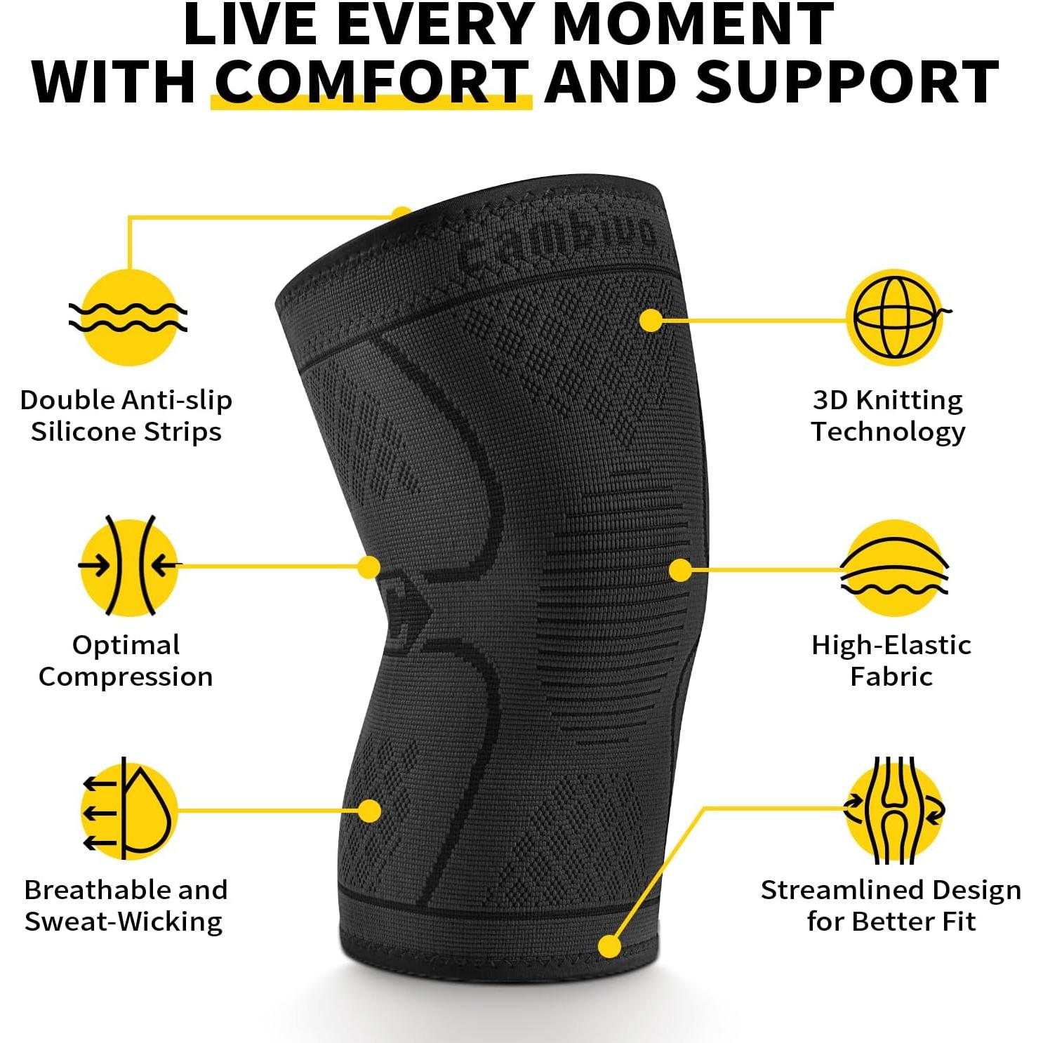 Rodilleras de Compresión CAMBIVO para Alivio de Dolor - Mediano Negro