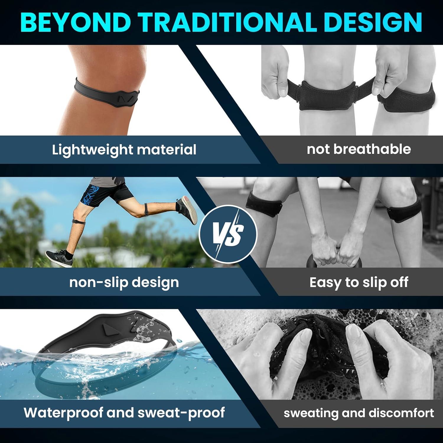 Banda de Rodilla Ancha Welnove - Soporte Tendón Patelar - 2 Pzs