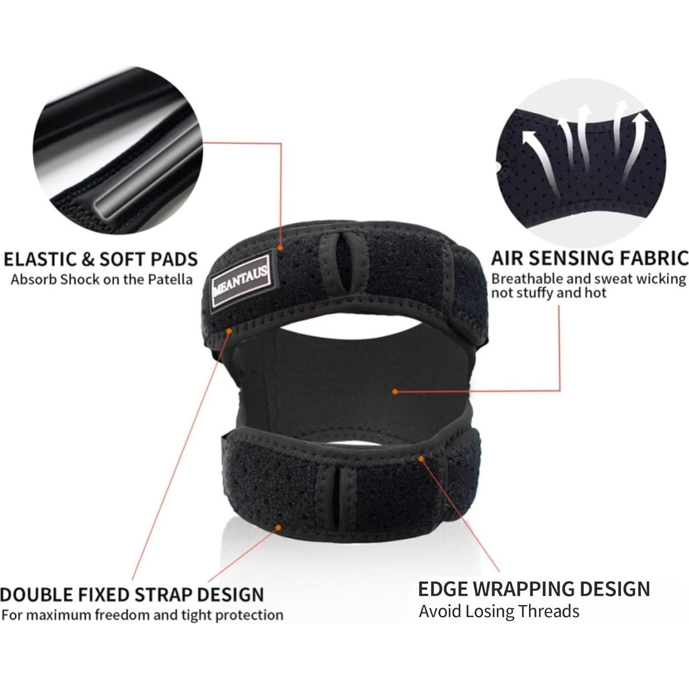 Correa de Rodilla Dual Ajustable Meantaus - Soporte Negro M