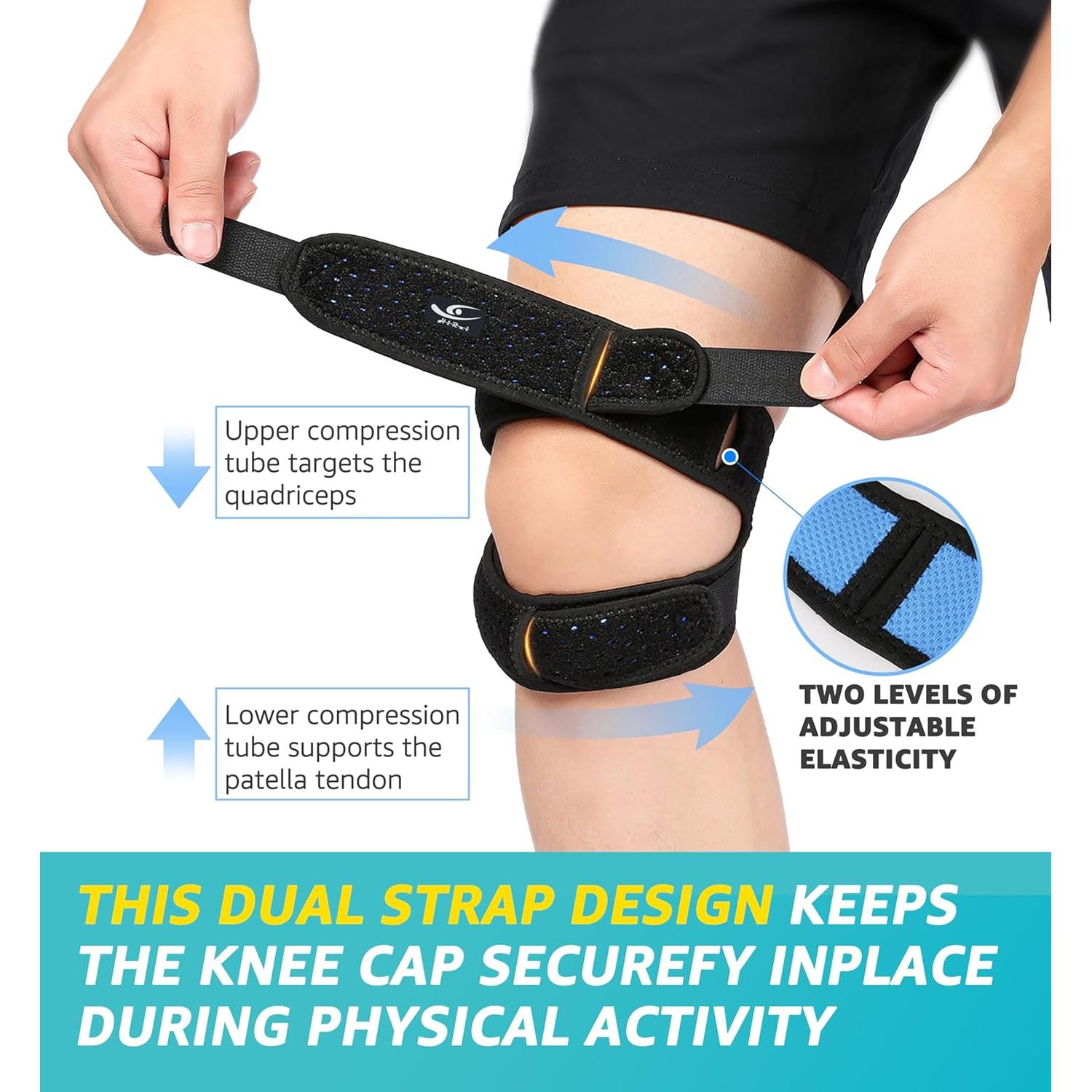 Soporte de Rodilla HiRui Doble Correa Ajustable Negro