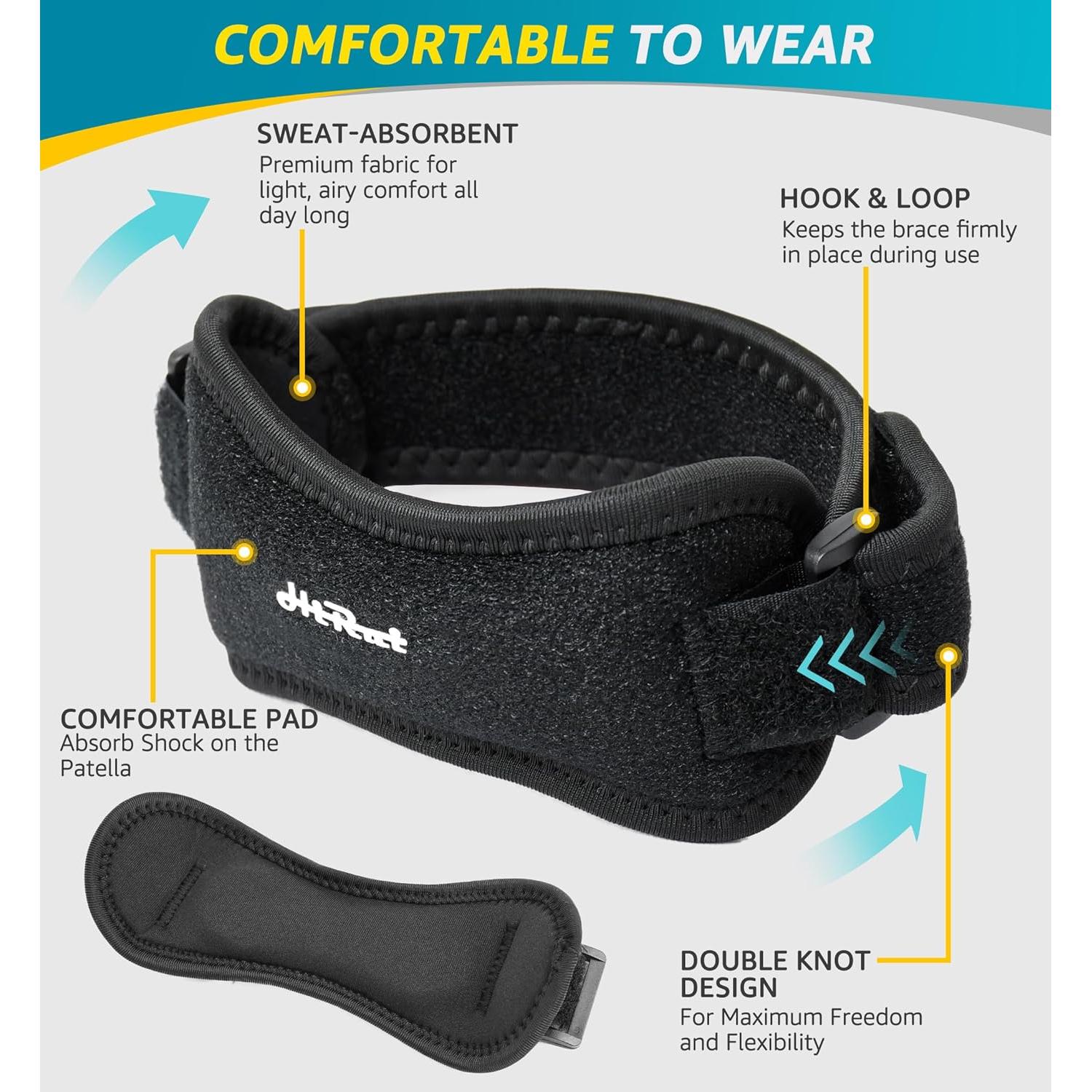 Correas de Tendón Patelar HiRui - Alivio Dolor Rodilla Negro