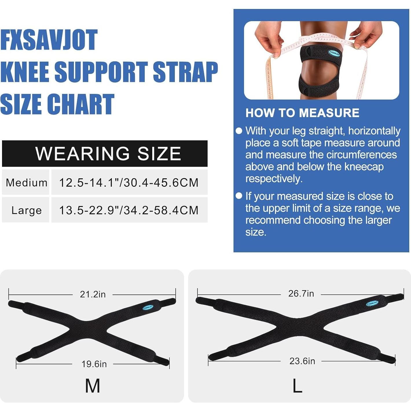 Faja de Rodilla FXSAVJOT Soporte Neopreno Ajustable Grande Negro