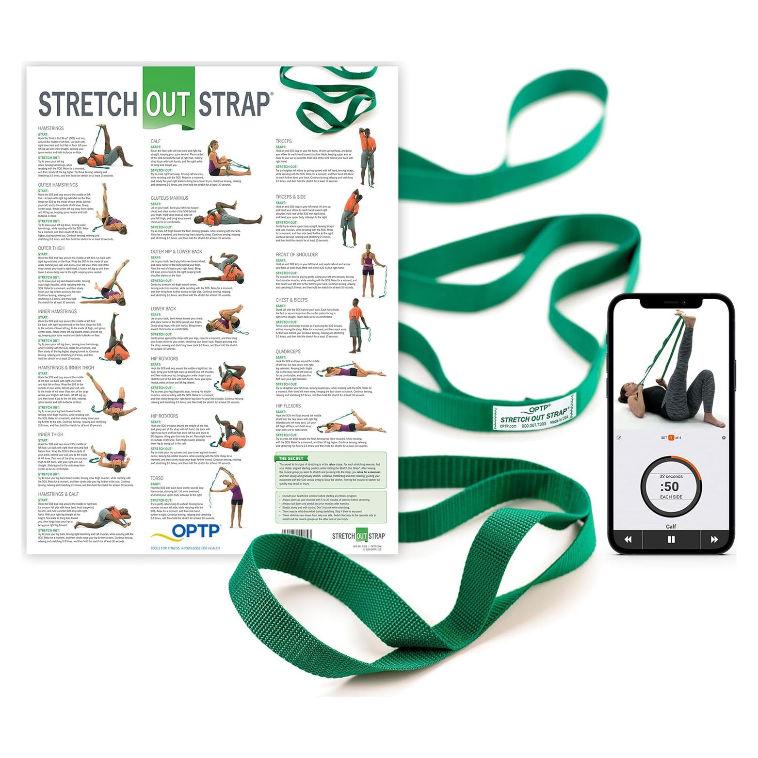 Correa de Estiramiento OPTP Original 1.93m con Póster Ejercicio