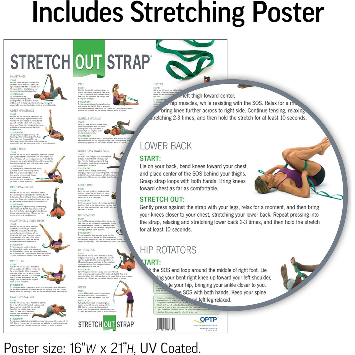Correa de Estiramiento OPTP Original 1.93m con Póster Ejercicio