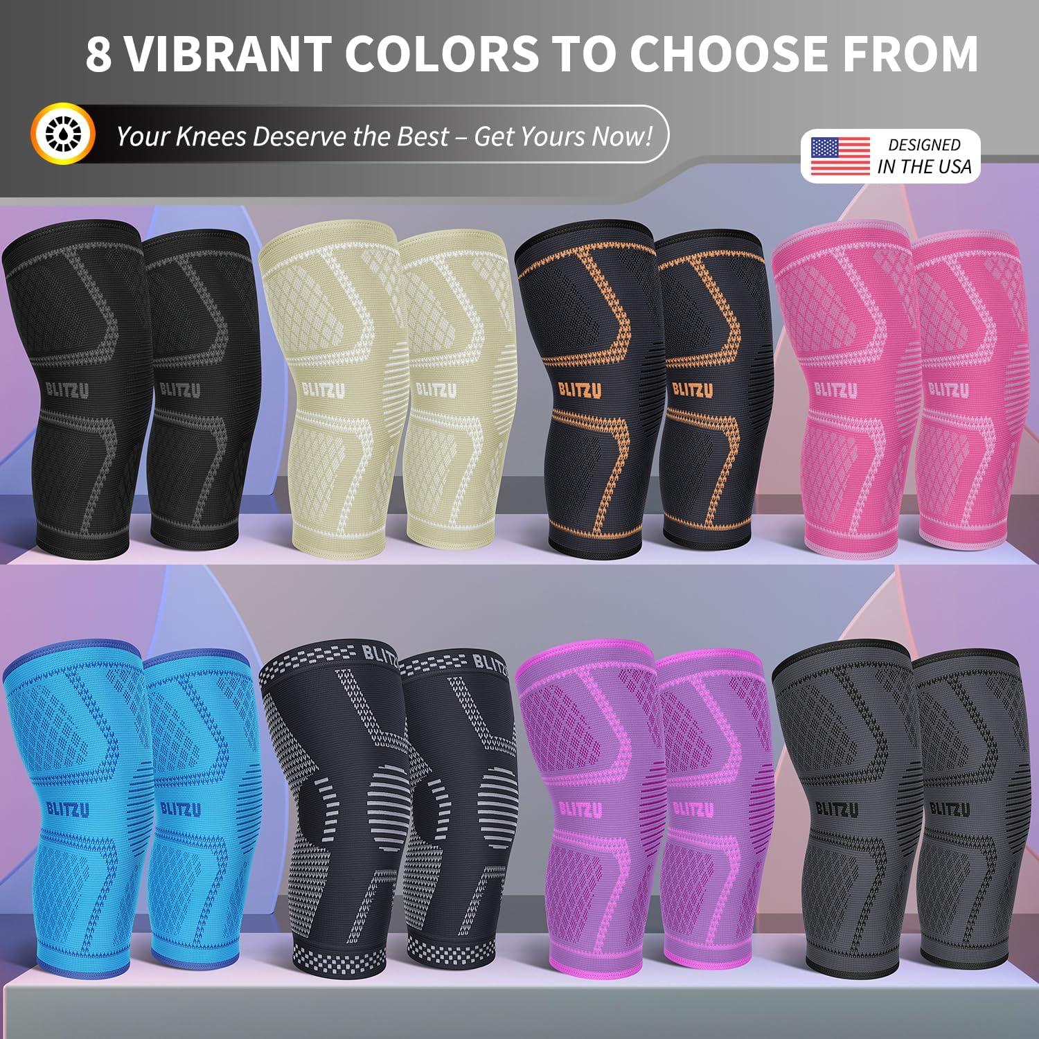 Faja de Compresión para Rodilla BLITZU - 1 Par Negro S