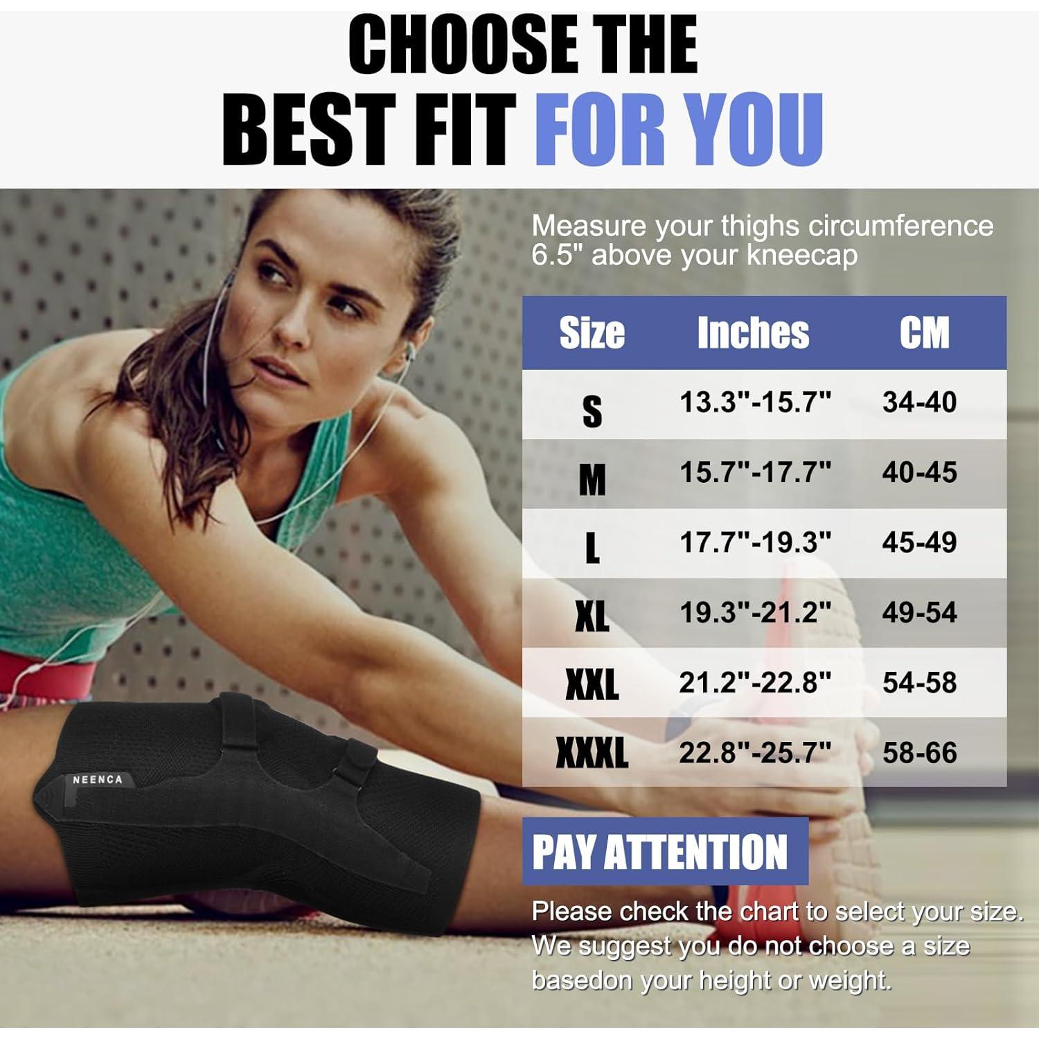 Faja para Rodilla NEENCA Mediana Negra con Almohadillas de Gel