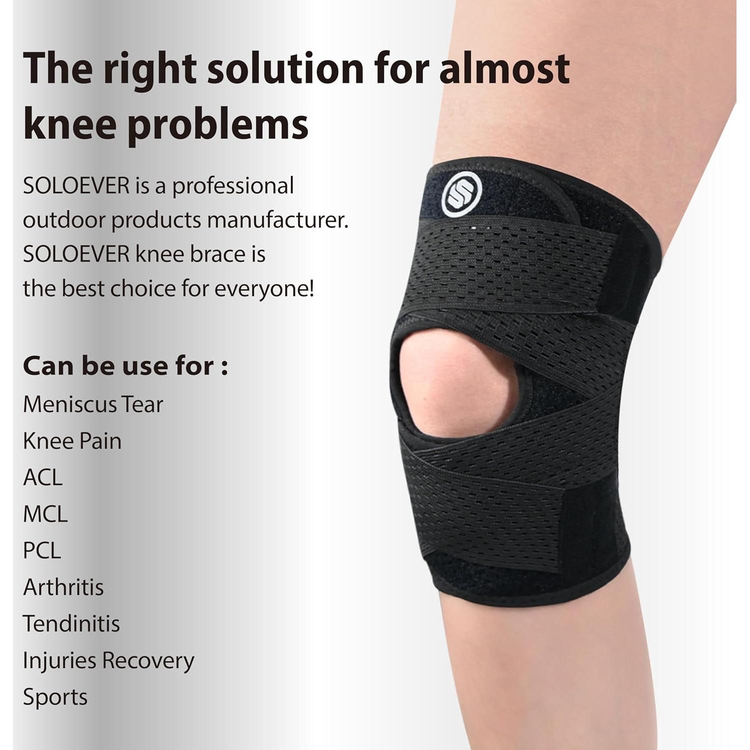 Férula de Rodilla Ajustable Soloever - Soporte Extra Grande Negro