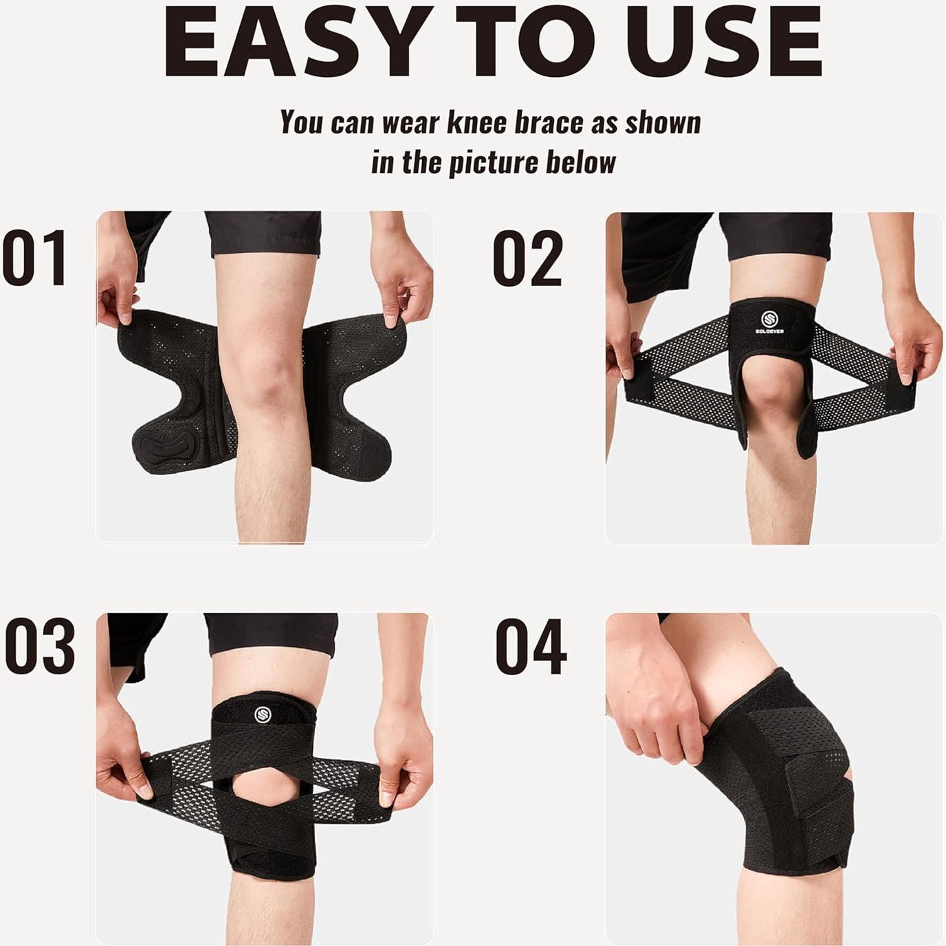 Férula de Rodilla Ajustable Soloever - Soporte Extra Grande Negro