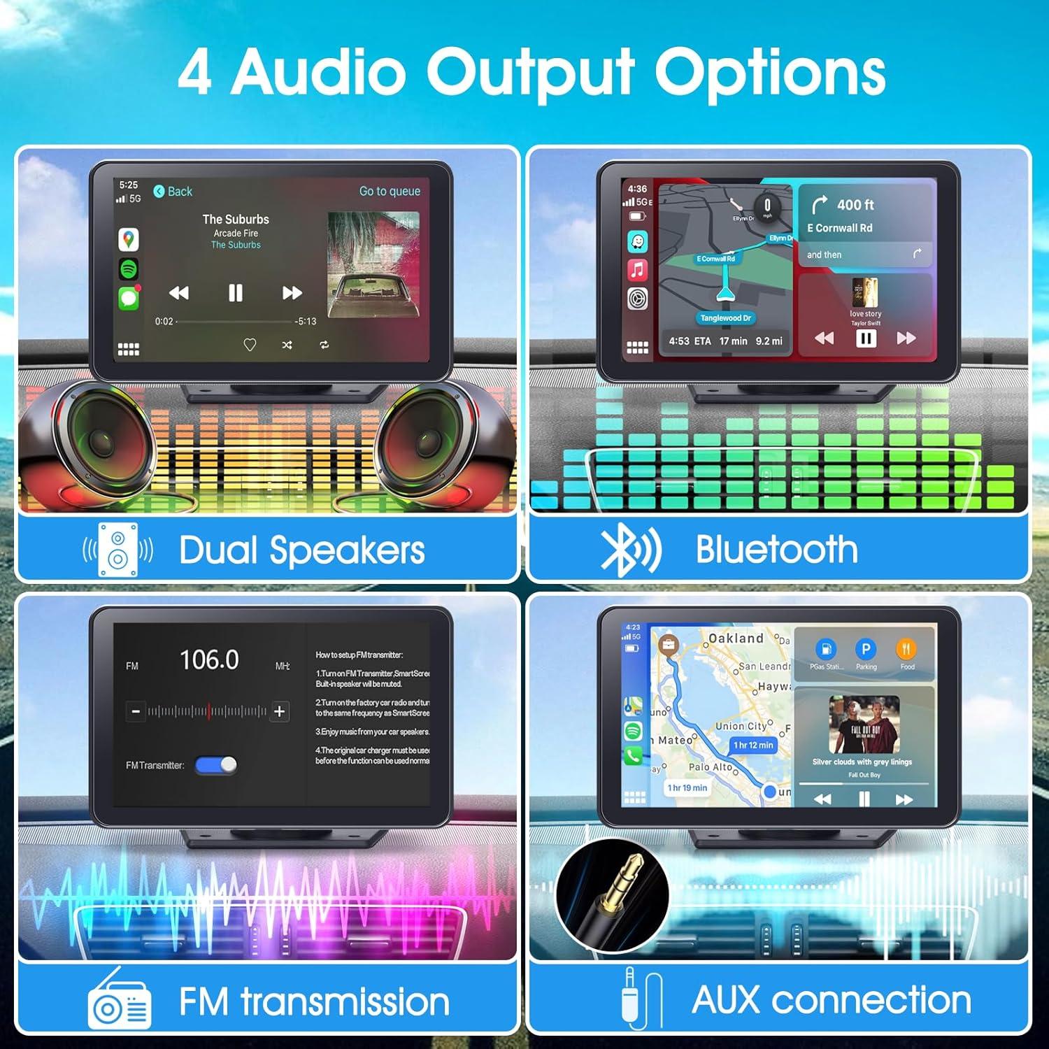 Pantalla CarPlay 7" PASLDA con Bluetooth y GPS