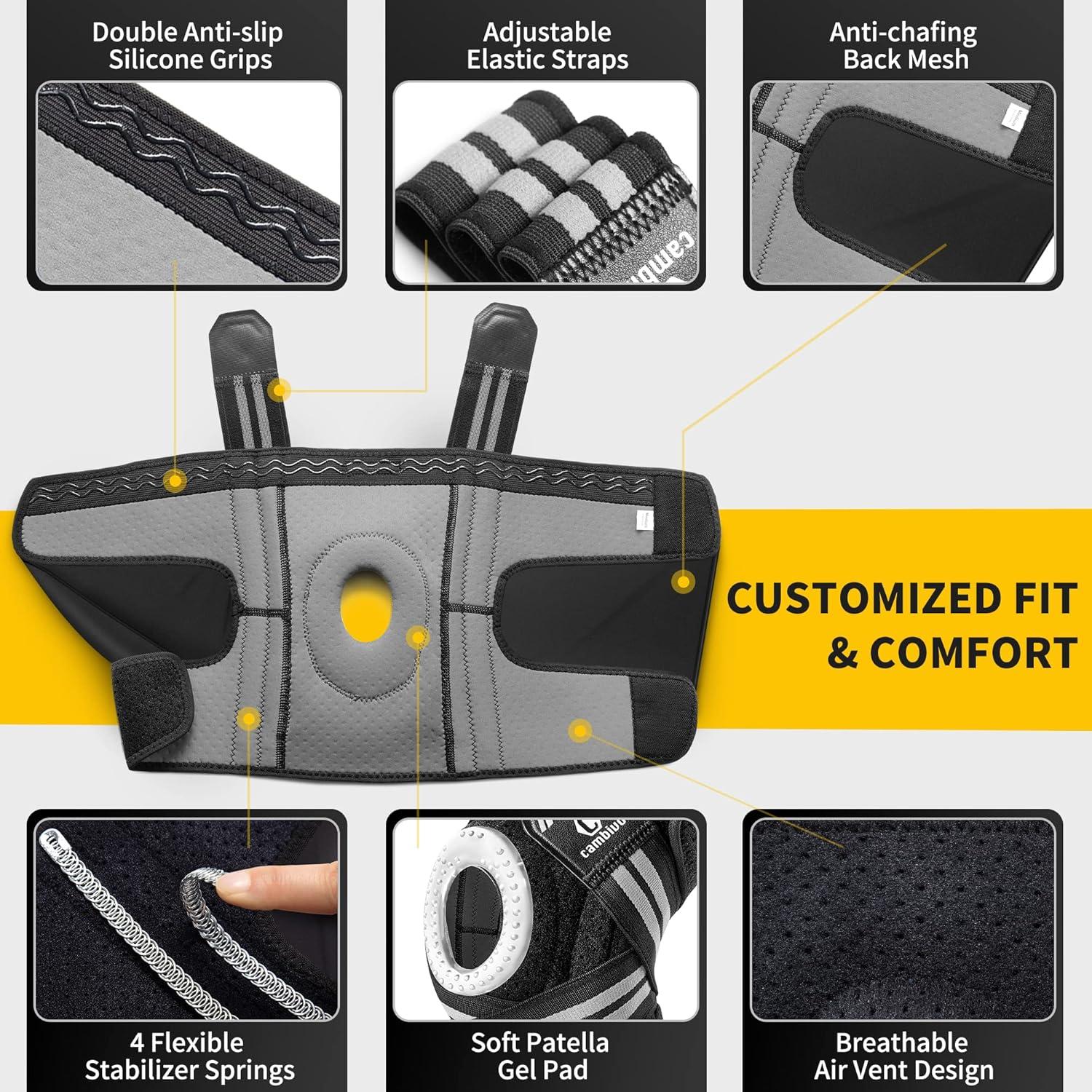 Faja de Rodilla CAMBIVO Unisex Ajustable con Estabilizadores