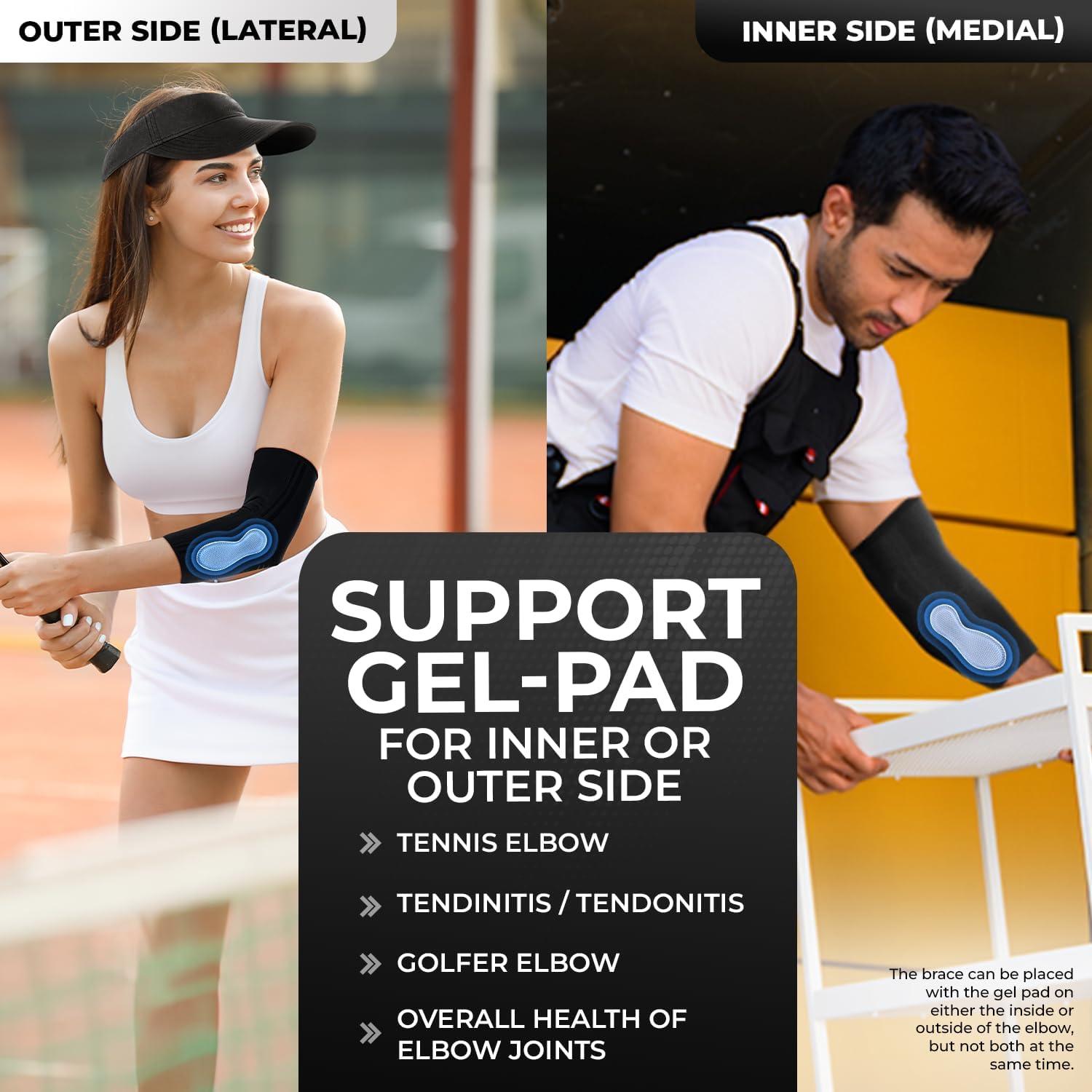 Soporte para Codo DR. BRACE® Elite con Almohadilla de Gel - Mediano Negro