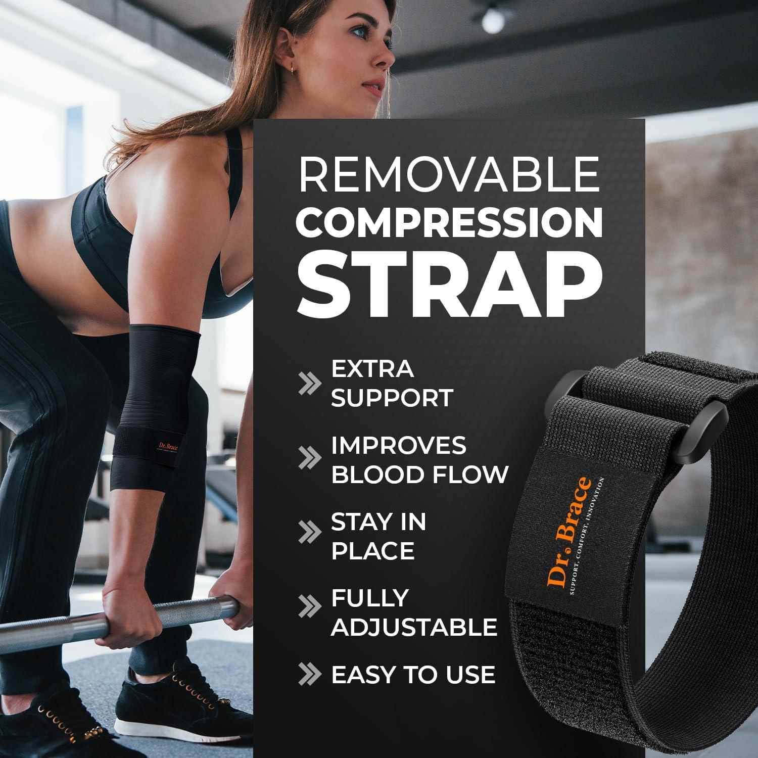 Soporte para Codo DR. BRACE® Elite con Almohadilla de Gel - Mediano Negro