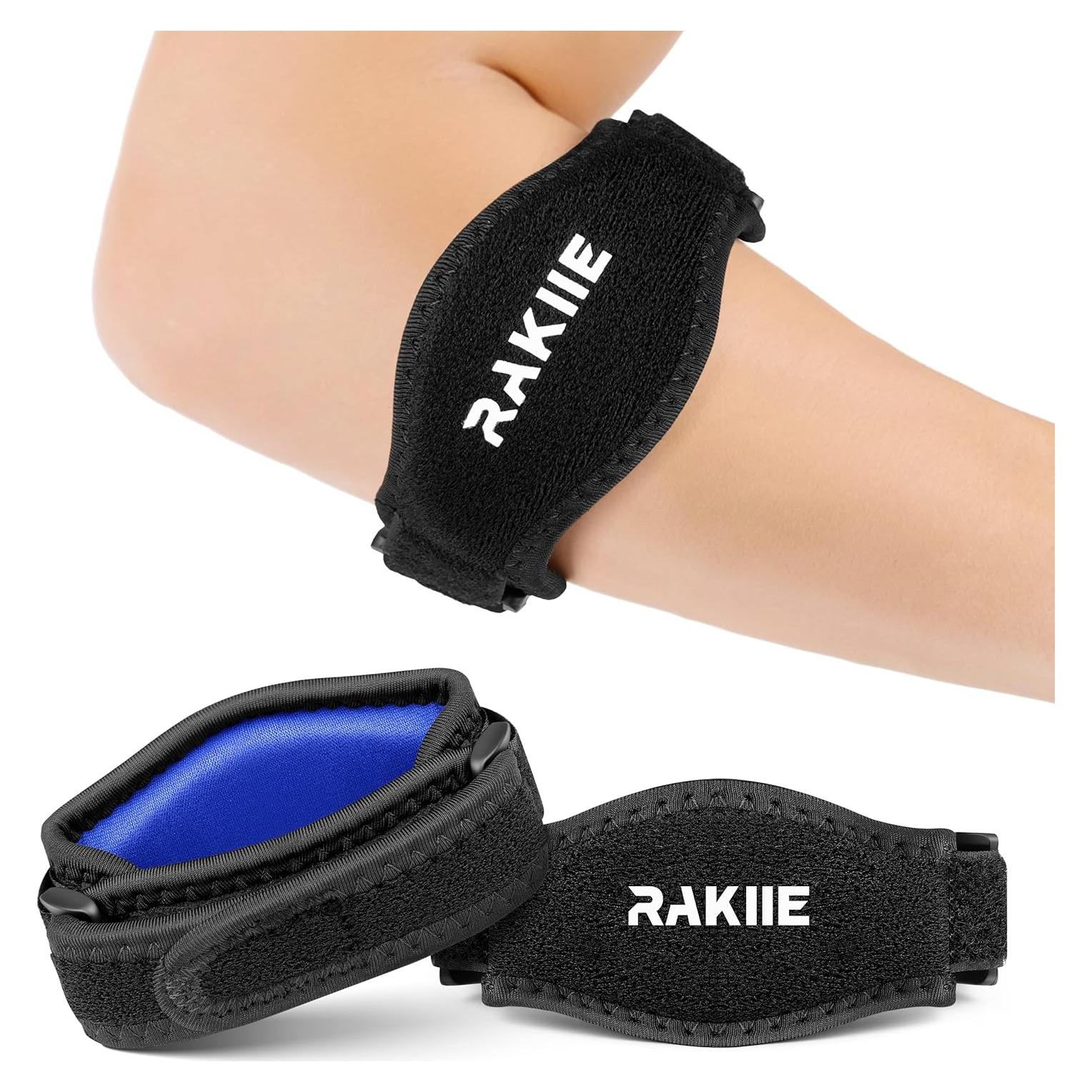 Faja para Codo de Tenis Rakiie - 2 Paquetes, Ajustable, Azul
