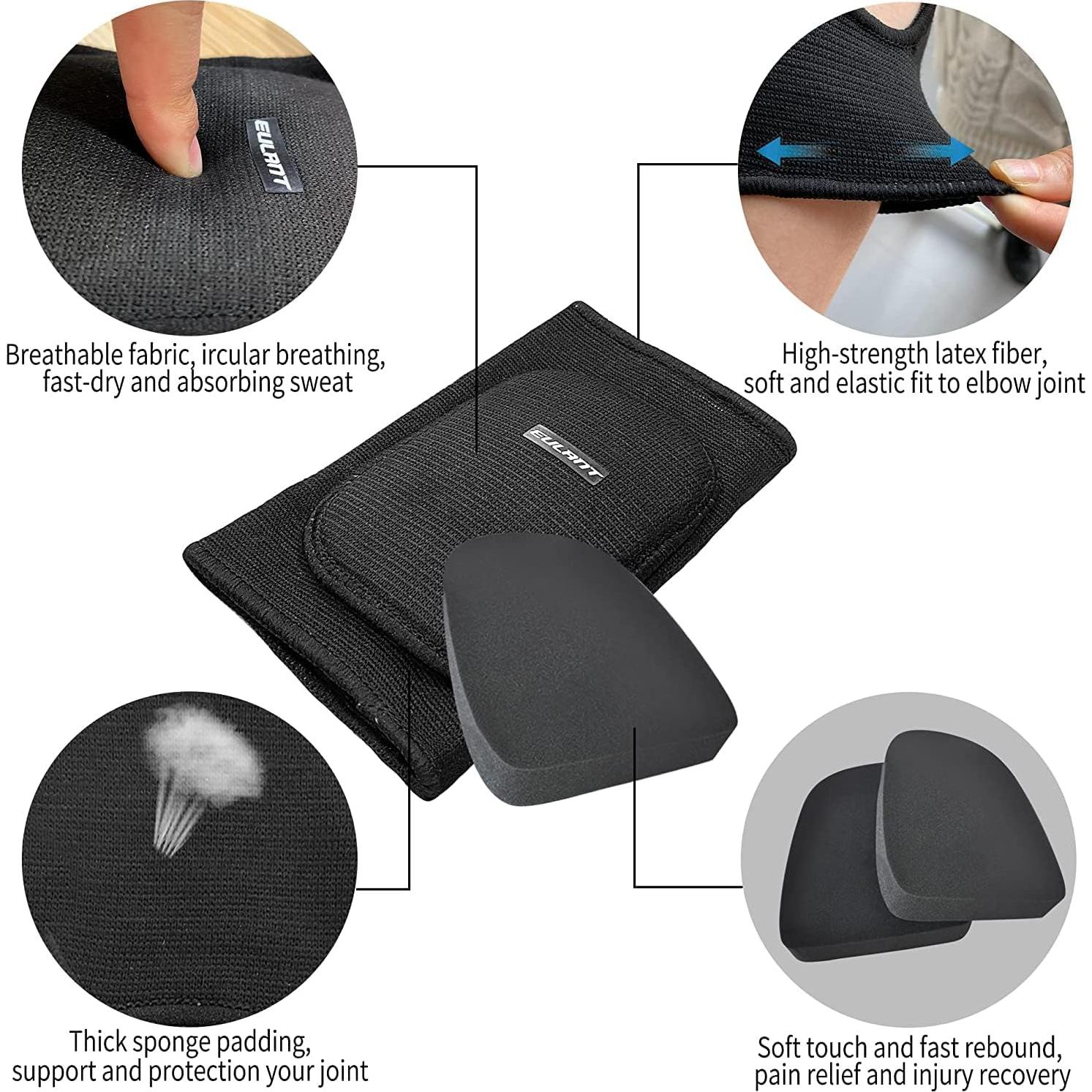 Protectores de Codo EULANT para Niños - Ajustables, Negro-XS