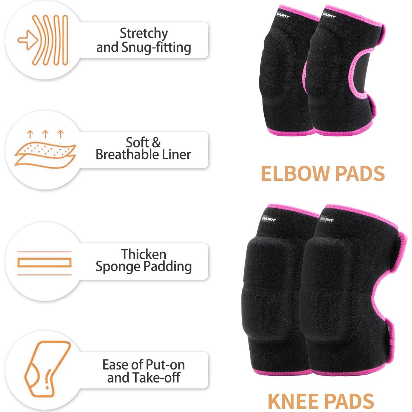 Conjunto de almohadillas para codos y rodillas YEEKORO SBR Negro-Rosa