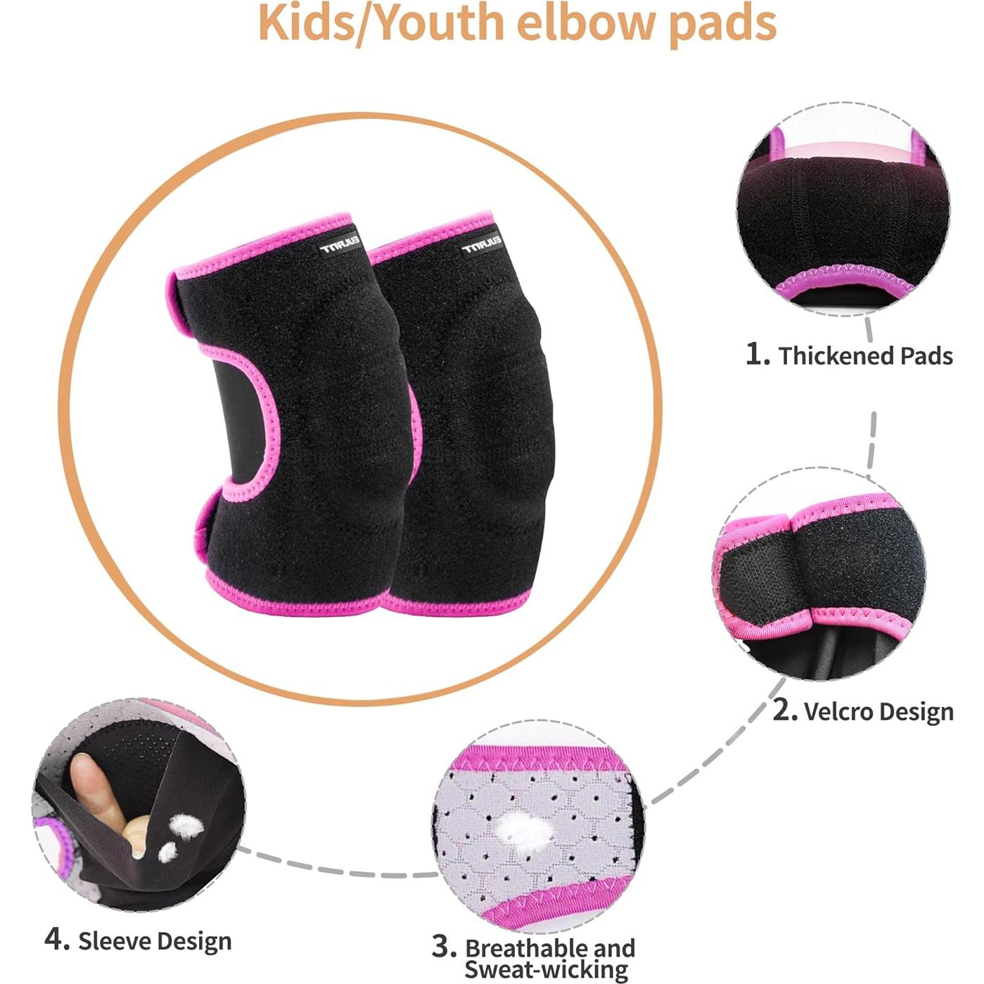 Conjunto de almohadillas para codos y rodillas YEEKORO SBR Negro-Rosa