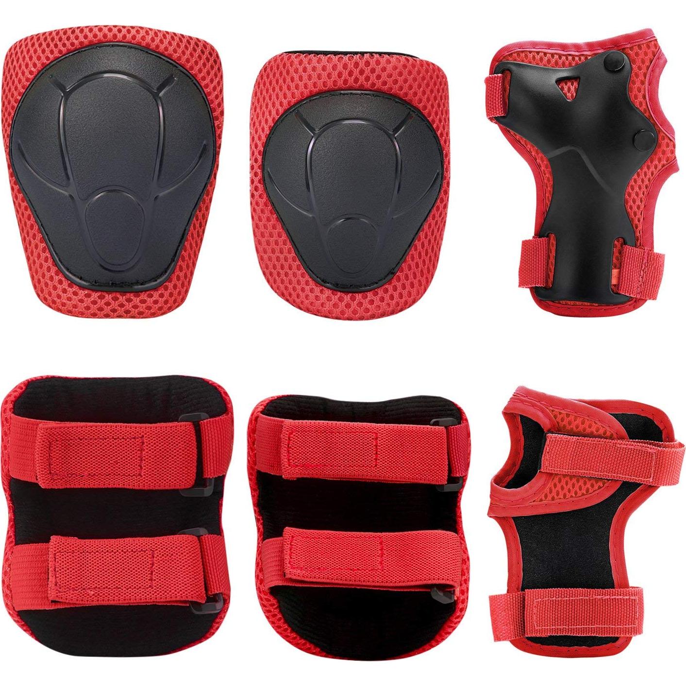 Set de Rodilleras y Codilleras CKE para Niños 3 en 1 Rojo