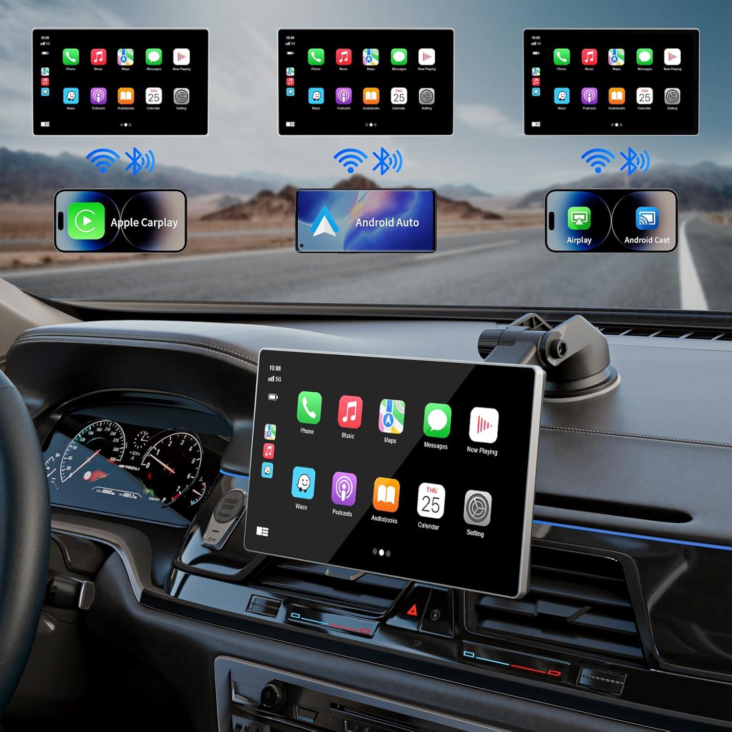 Pantalla portátil Madoec Carplay 9" inalámbrica GPS 4K