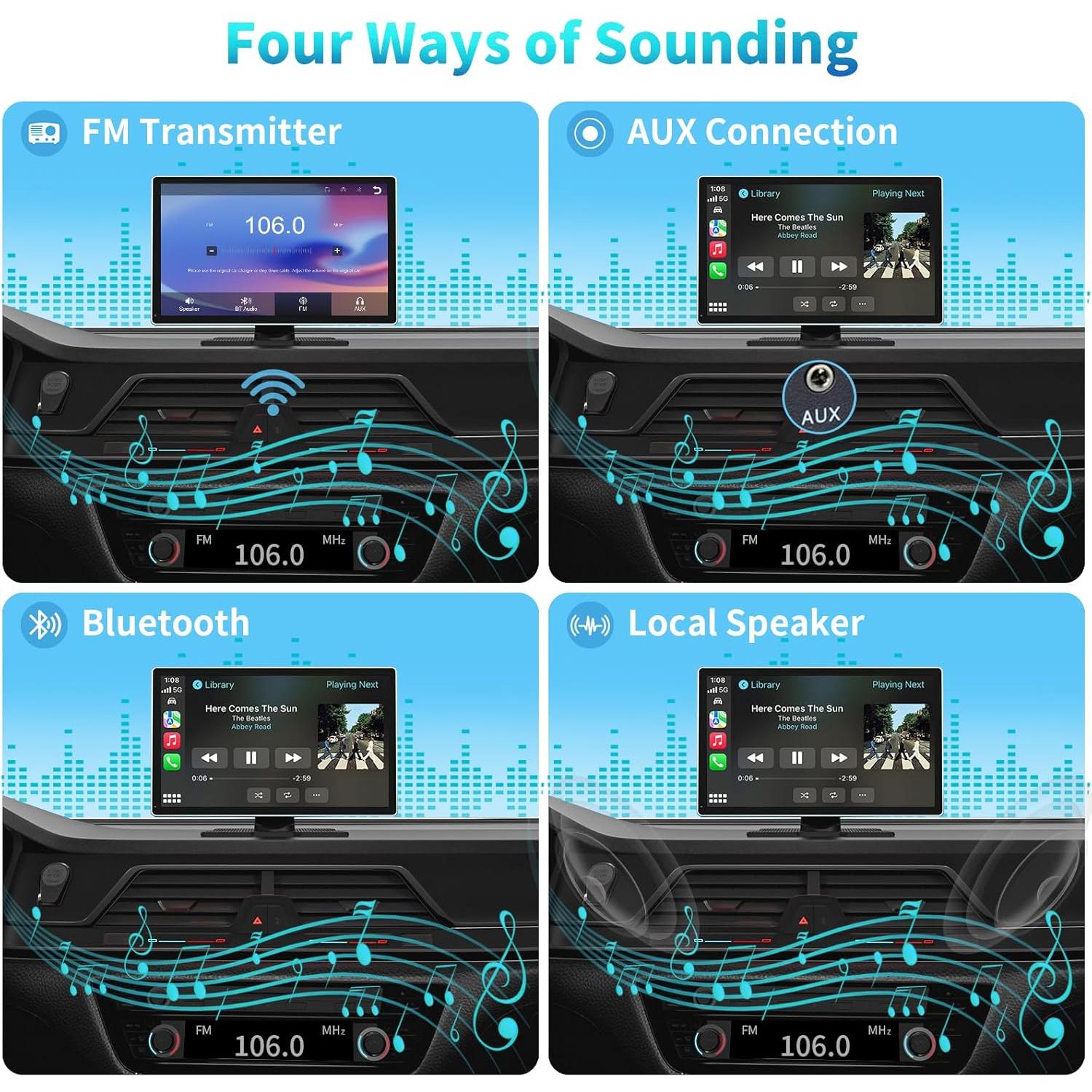 Pantalla portátil Madoec Carplay 9" inalámbrica GPS 4K