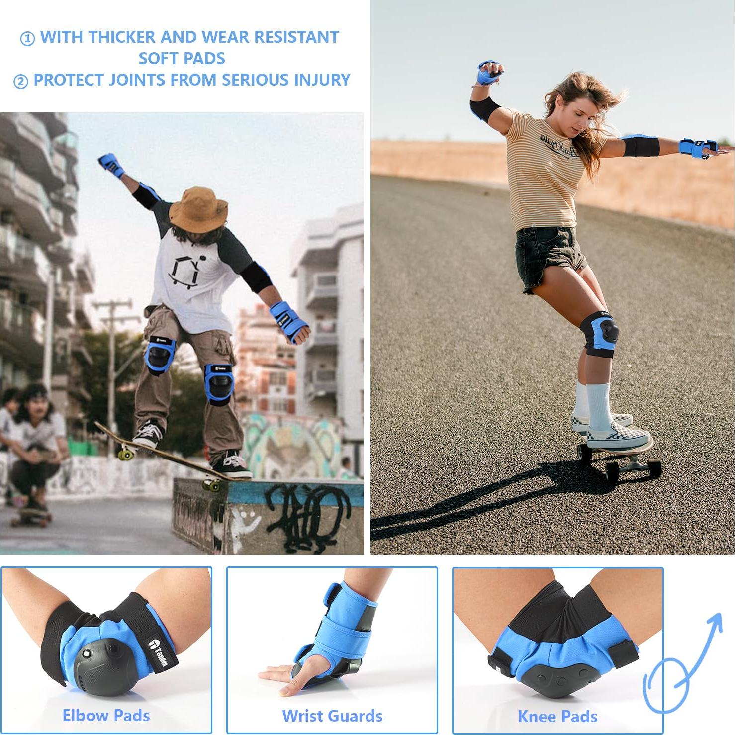 Conjunto de Protección para Niños Tanden - Rodilleras y Muñequera Azul